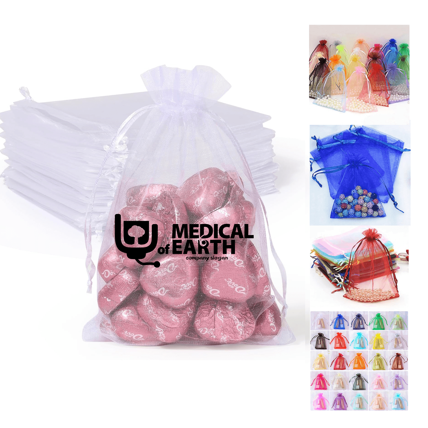 Lightweight Organza Bags with Drawstring  (Multicolor)