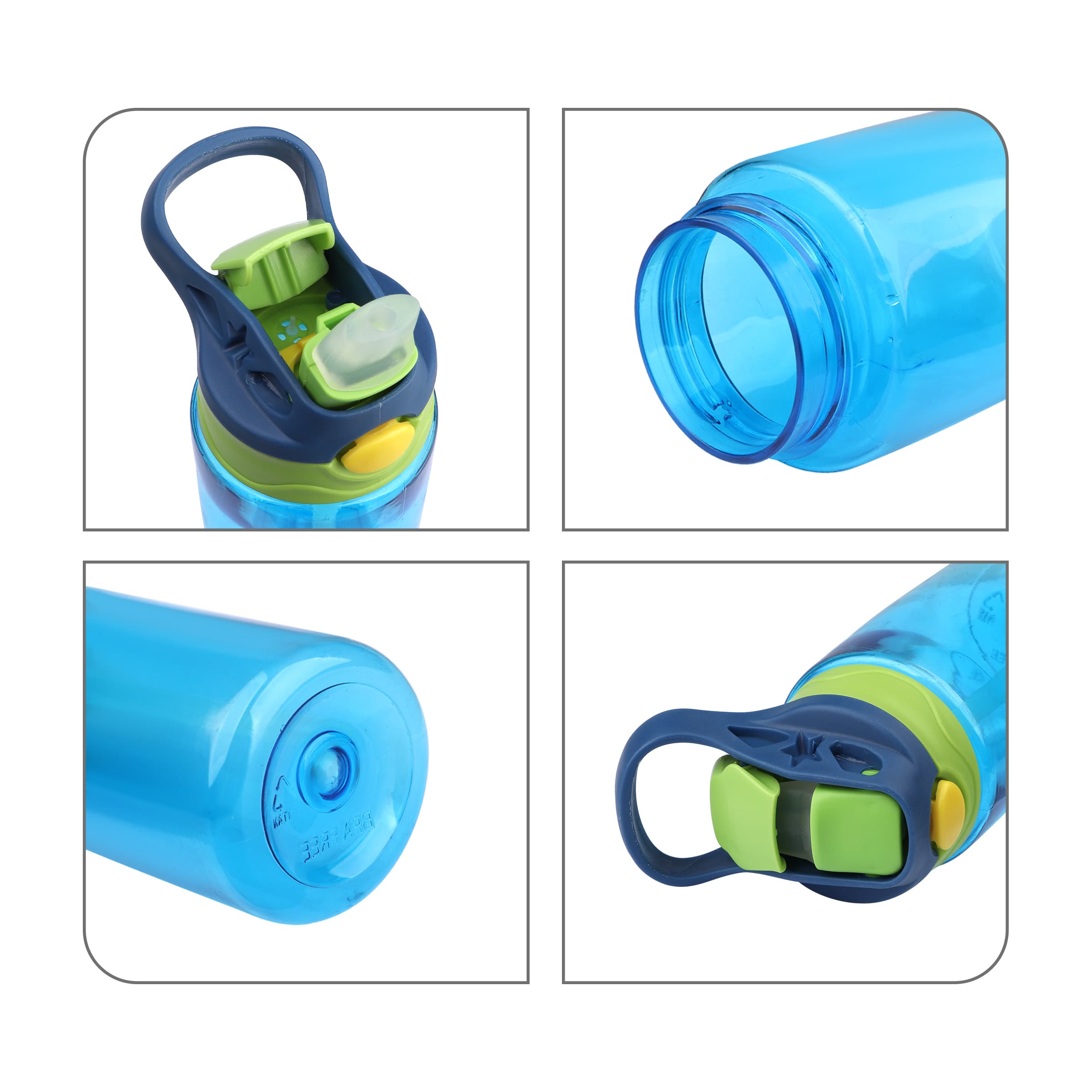 16oz Plastic Kids Water Bottle W/ Lid, Straw & Handle thumbnail 2