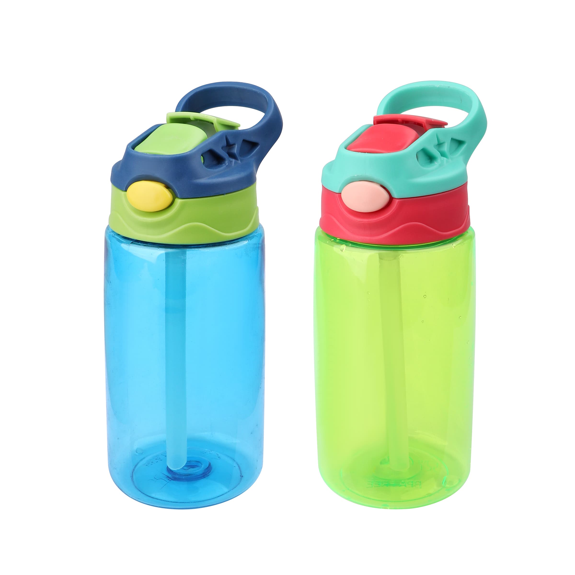 16oz Plastic Kids Water Bottle W/ Lid, Straw & Handle thumbnail 3