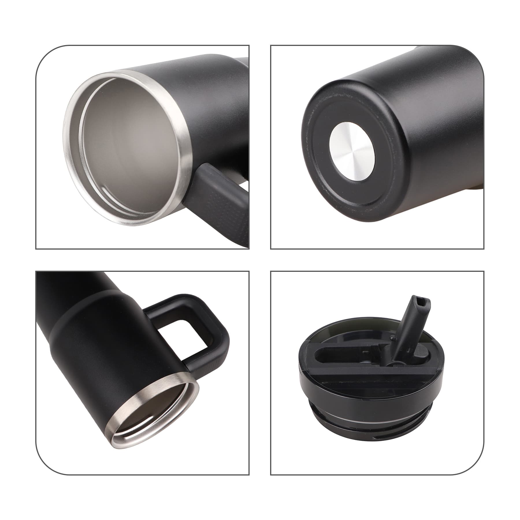 14 Oz Stainless Steel Tumbler with Handle Foldable Straw thumbnail 2