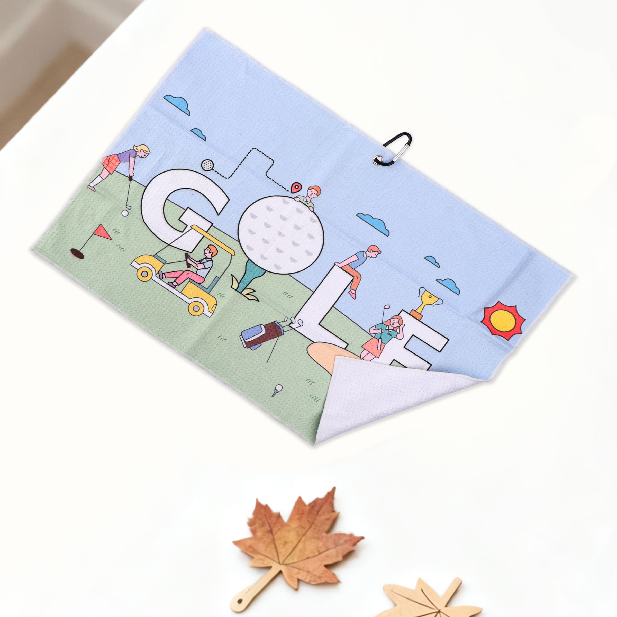 15.75"x23.5" Custom Microfiber Golf Towel W/ Carabiner Clip thumbnail 3