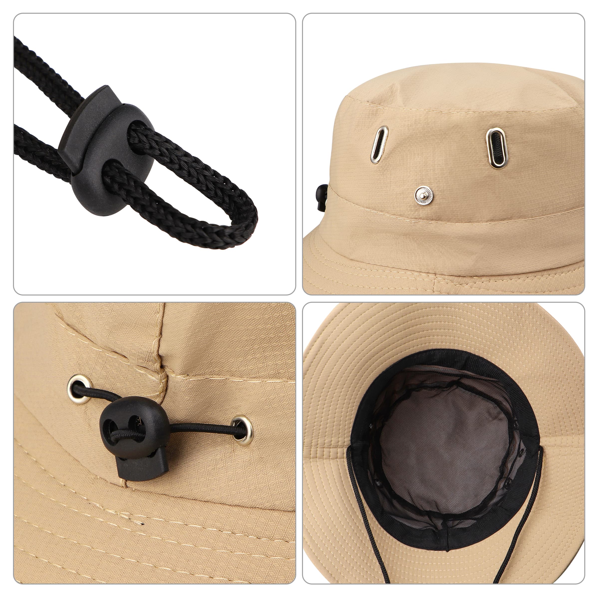 Polyester Cowboy Hat Wide Brim Sun Bucket Hat W/ Chin Strap thumbnail 5