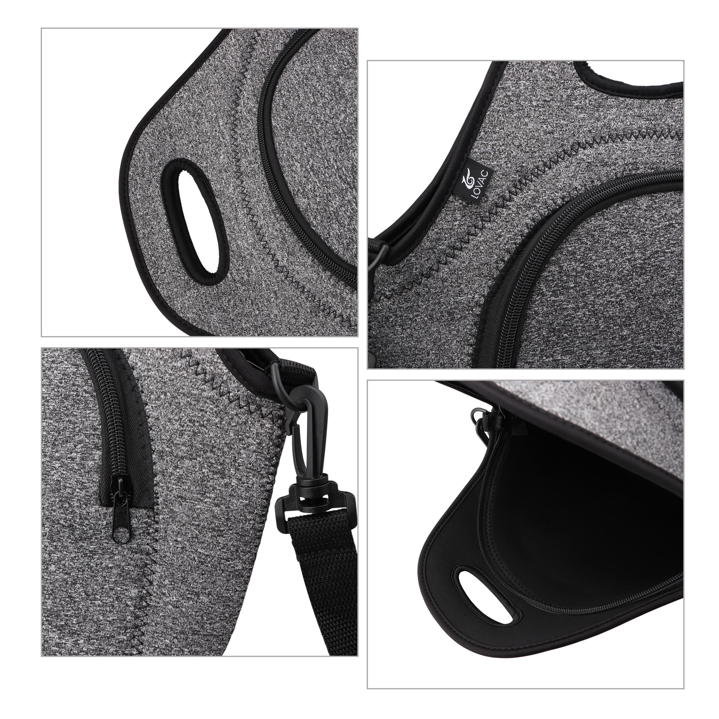 Soft Neoprene Insulated Lunch Bag W/ Shoulder Strap & Zipper thumbnail 4