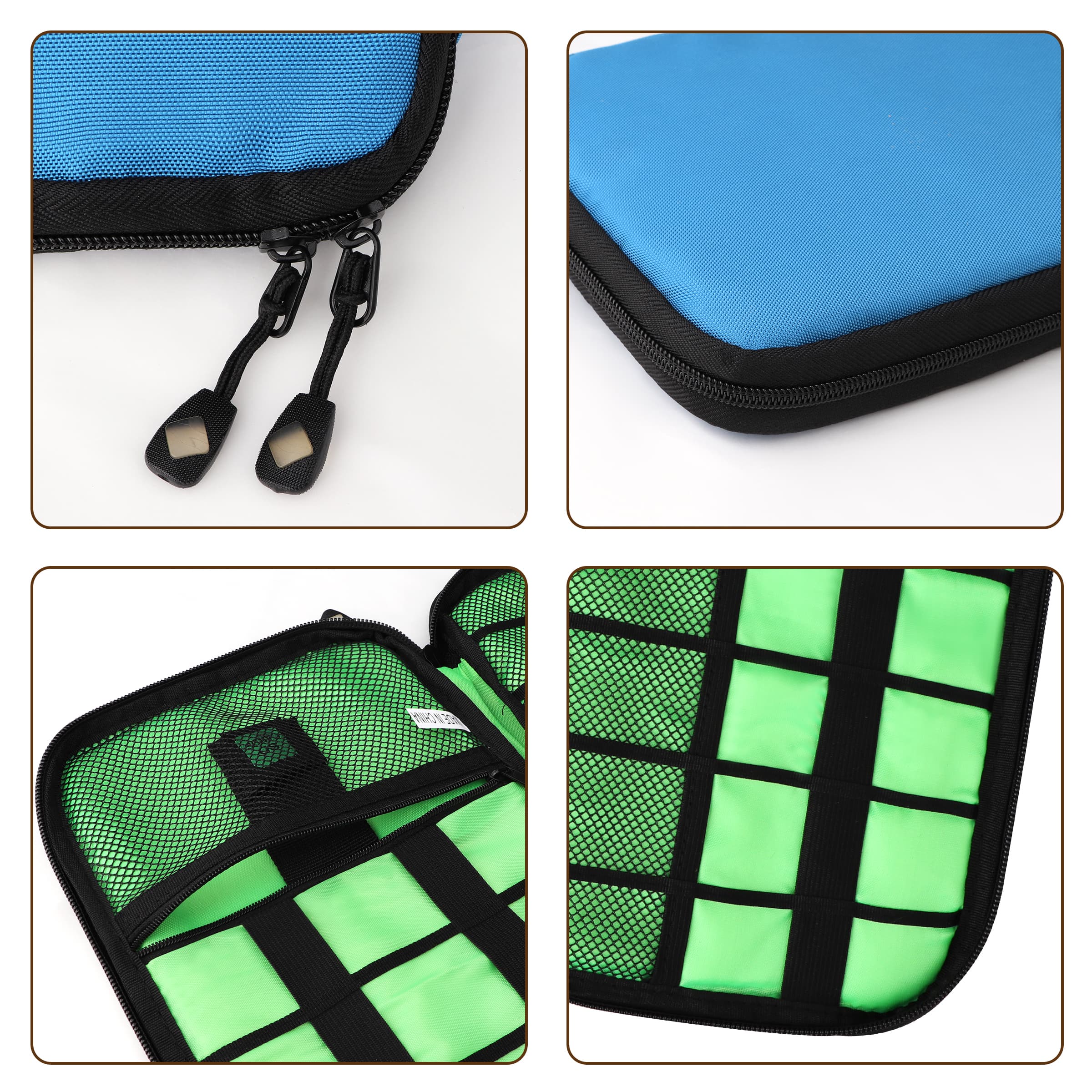 Portable Nylon Travel Cable Organizer Bag W/ Double Zipper thumbnail 2