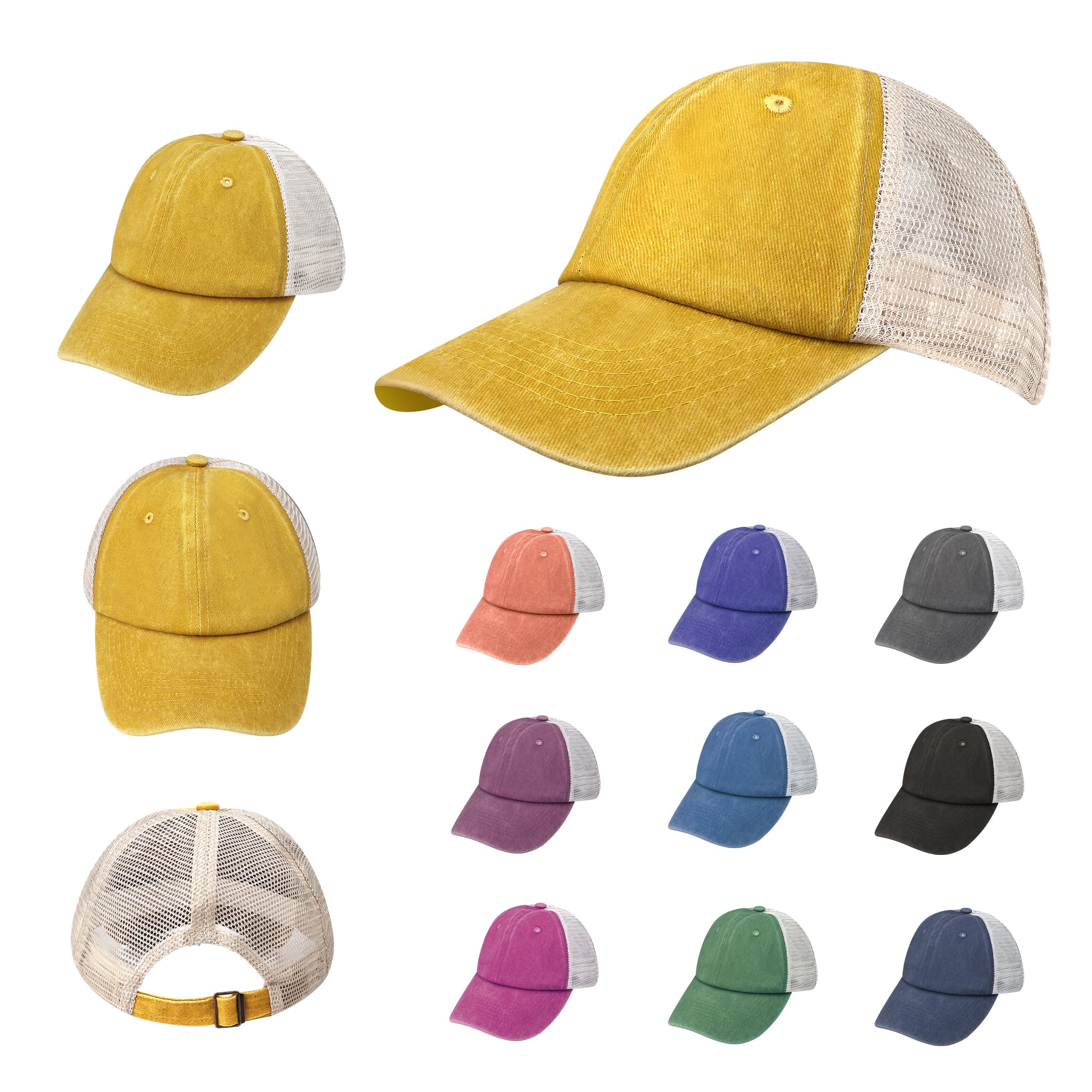 6 Panel Washed Cotton Trucker Hat W/ Mesh Back thumbnail 2