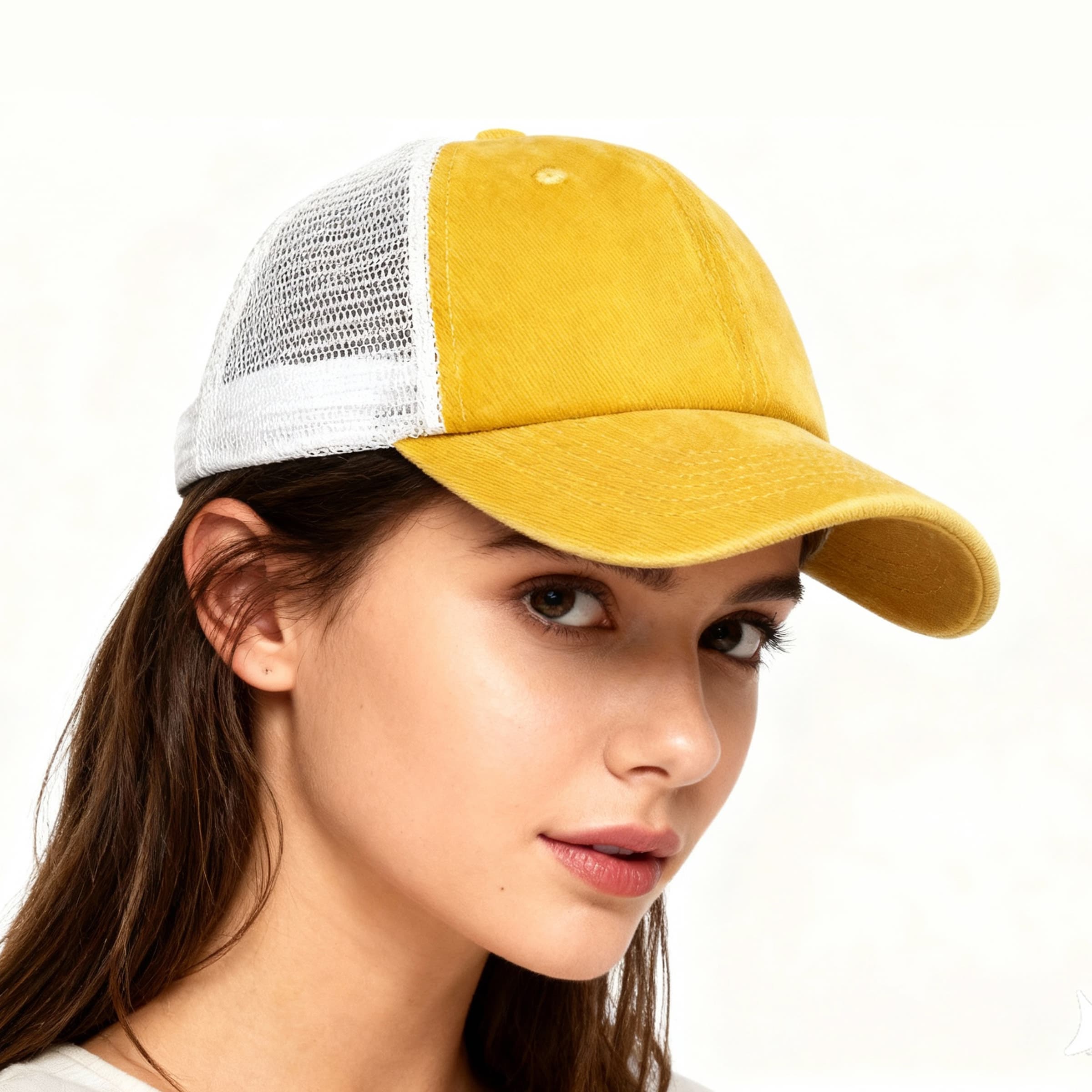 6 Panel Washed Cotton Trucker Hat W/ Mesh Back thumbnail 3