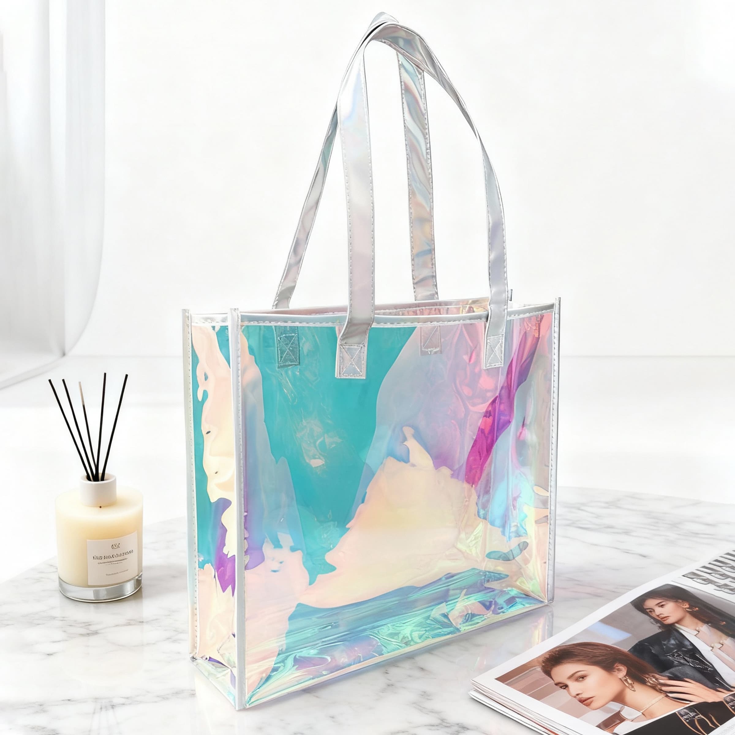 Waterproof TPU Holographic Clear Tote Bag W/ Handle thumbnail 3