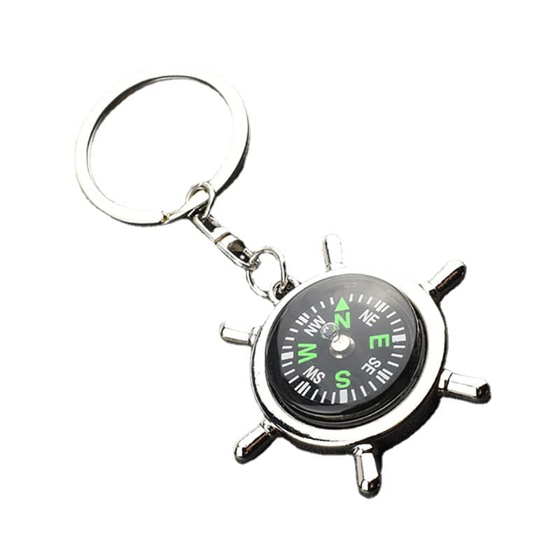 Helmsman Shape Keychain with Compass Decoration