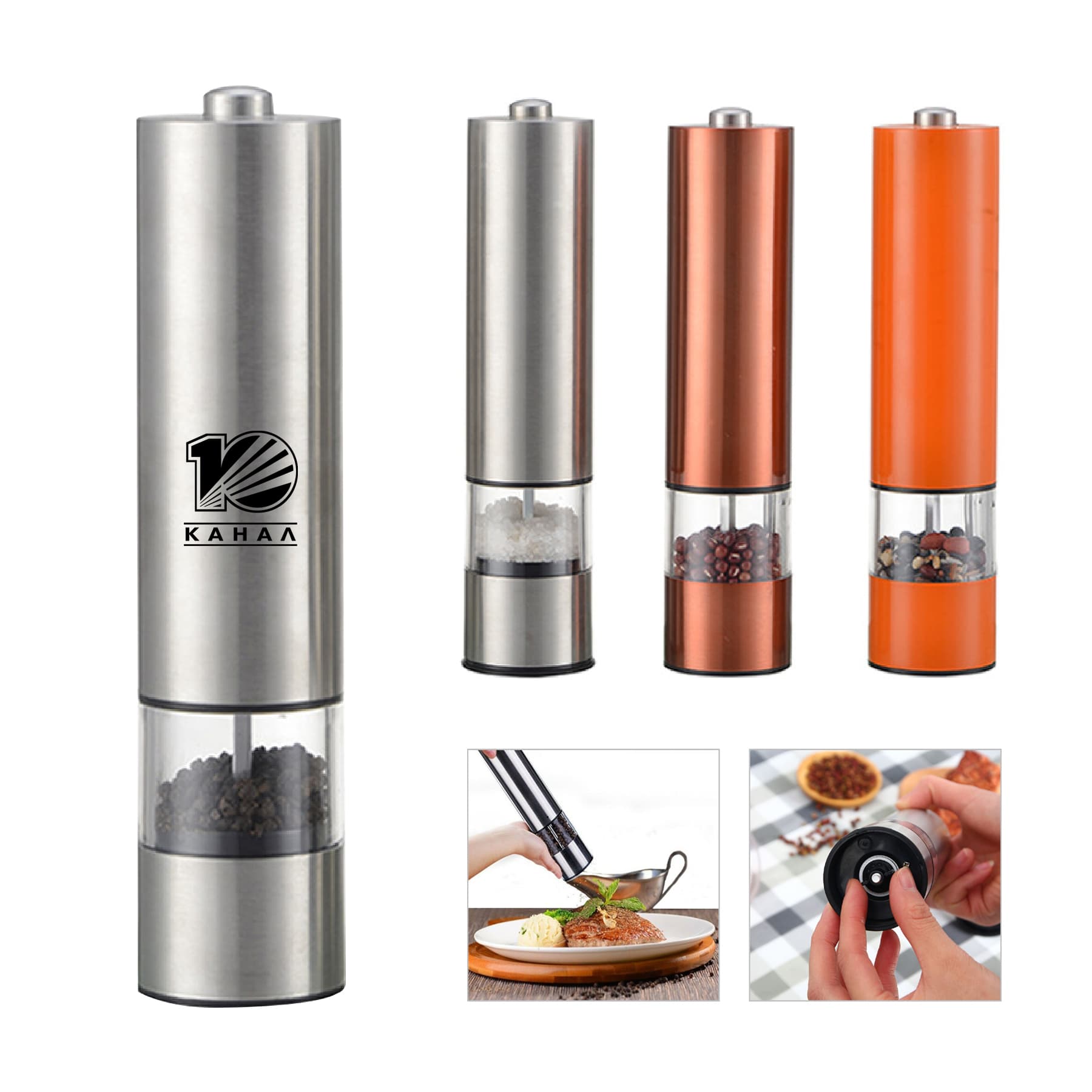 Stainless Steel Electric Pepper Grinder With LED Light