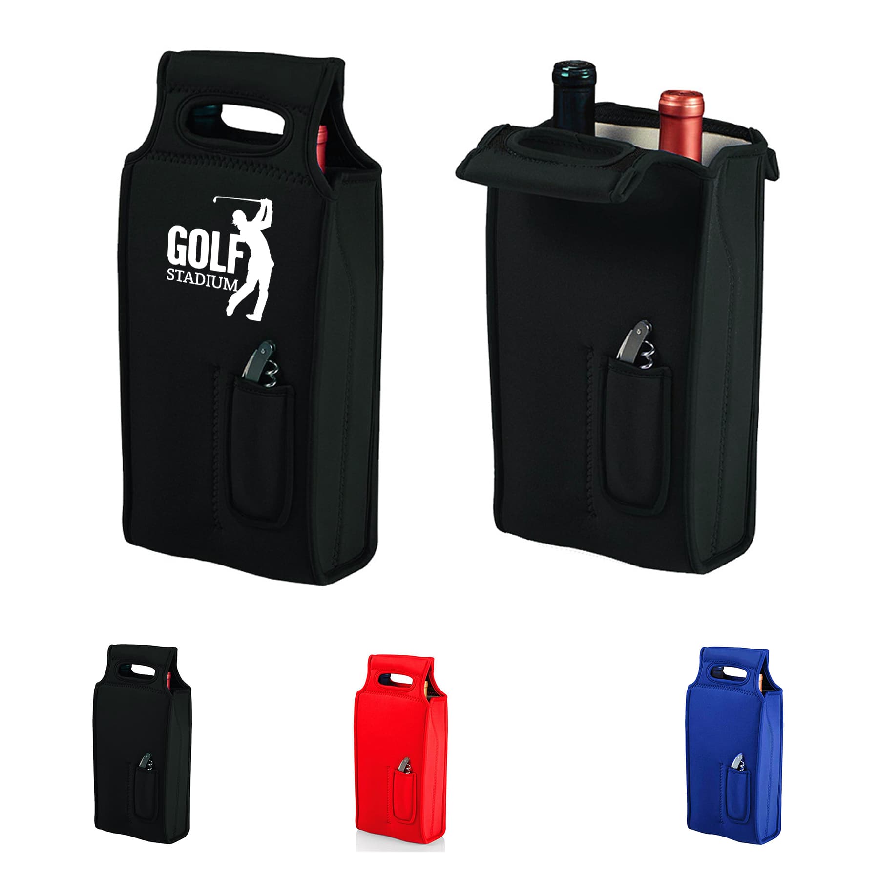 Neoprene Beer Carrier Wine Bottle Holder w/Pouch (2 Pack)