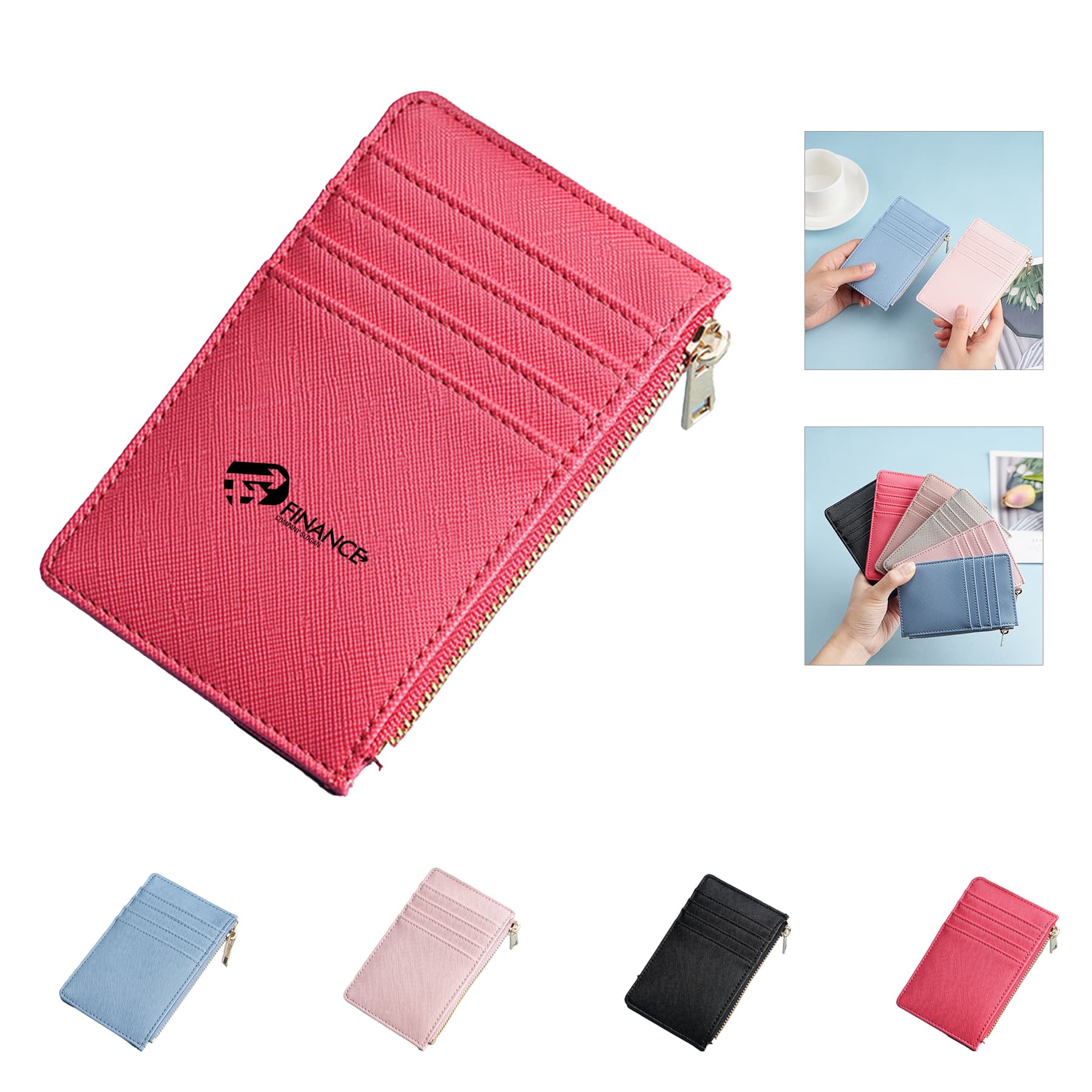 PU Leather Wallet with Pocket Zipper and Card Bags