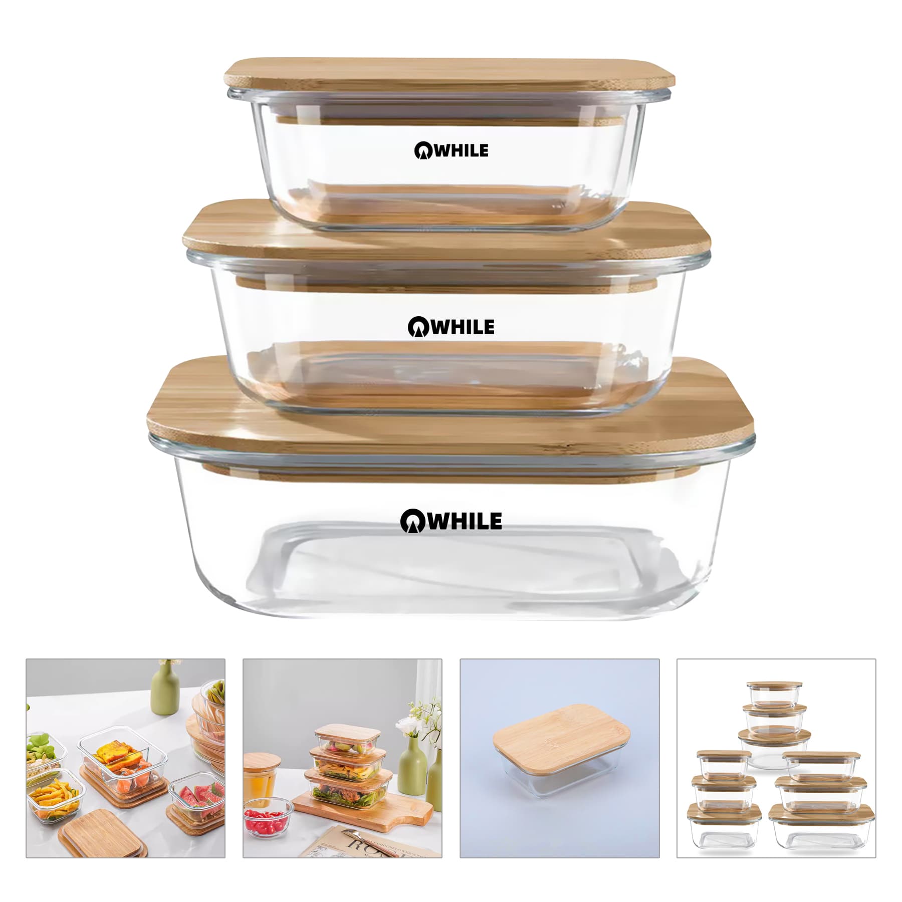 13 Oz Glass Food Storage Container With Bamboo Lid