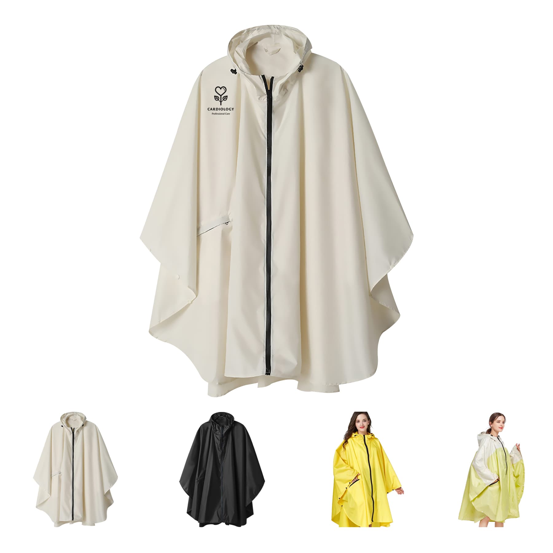 Portable Reusable Rain Coats With Elastic Cuff Sleeves