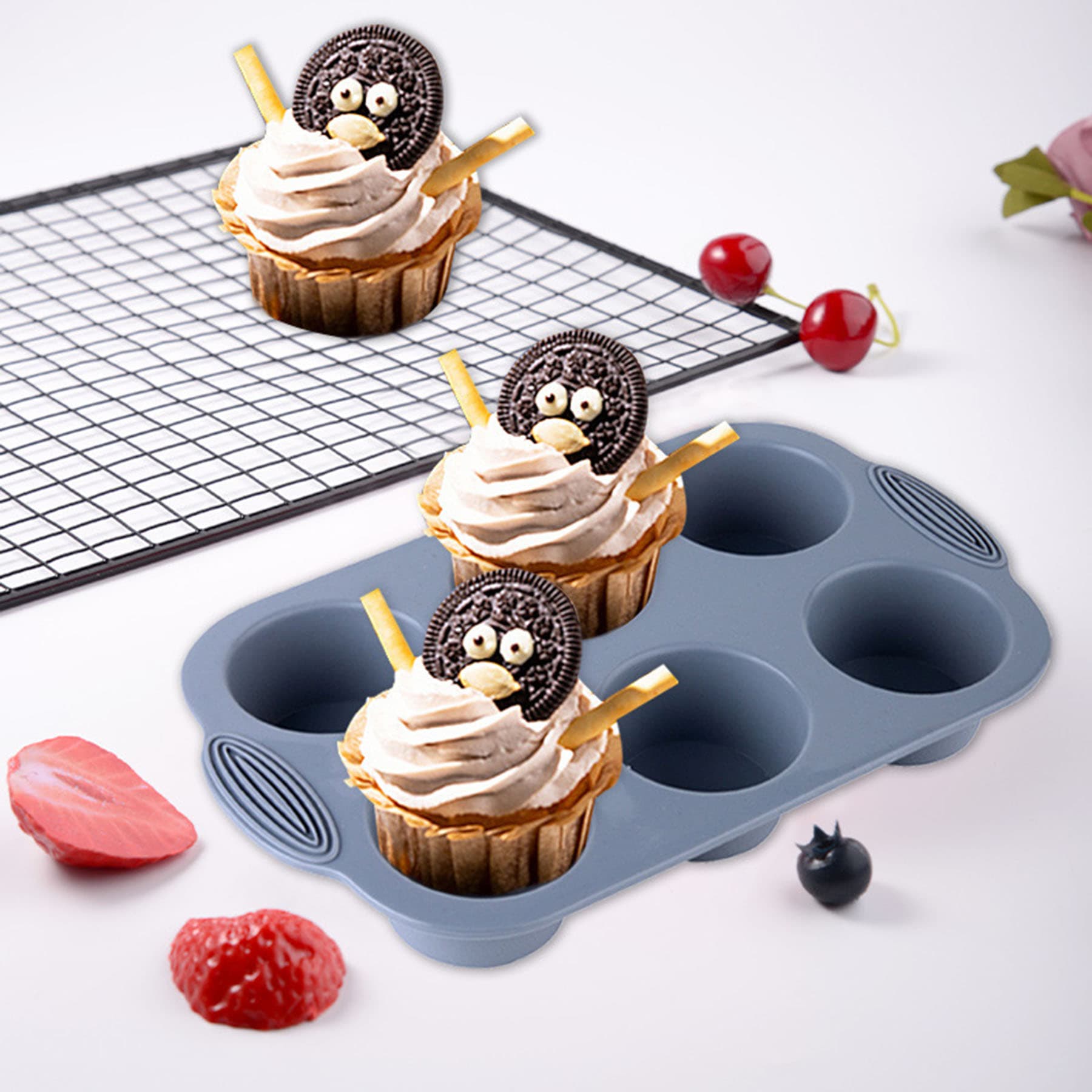 Custom Ceramic Muffin Cake & Dessert Baking Plate - 6 Mold