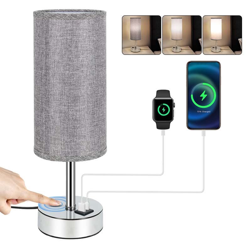 Three-Stage Touch Table Lamp With Circular Cloth Cover