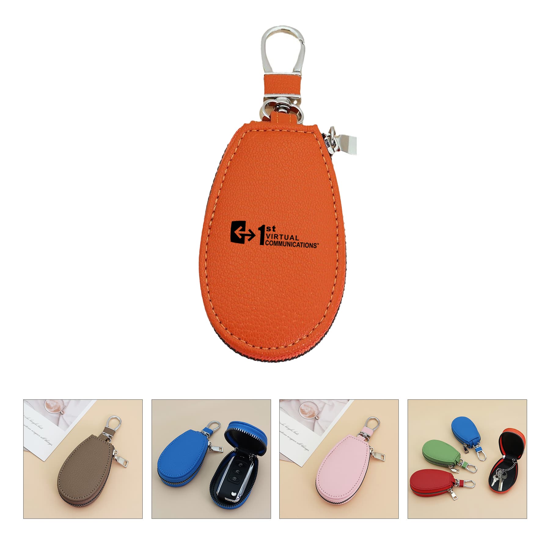 Genuine Leather Zipper Car Key Case