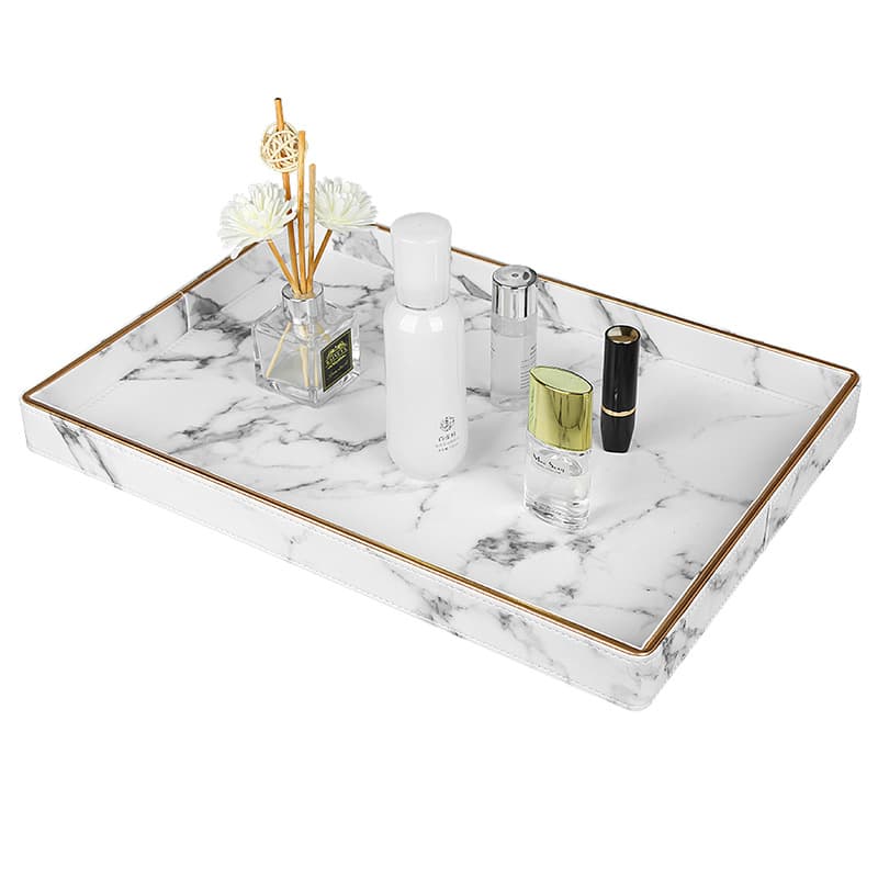 Marbled Pattern PU Gilt Tray