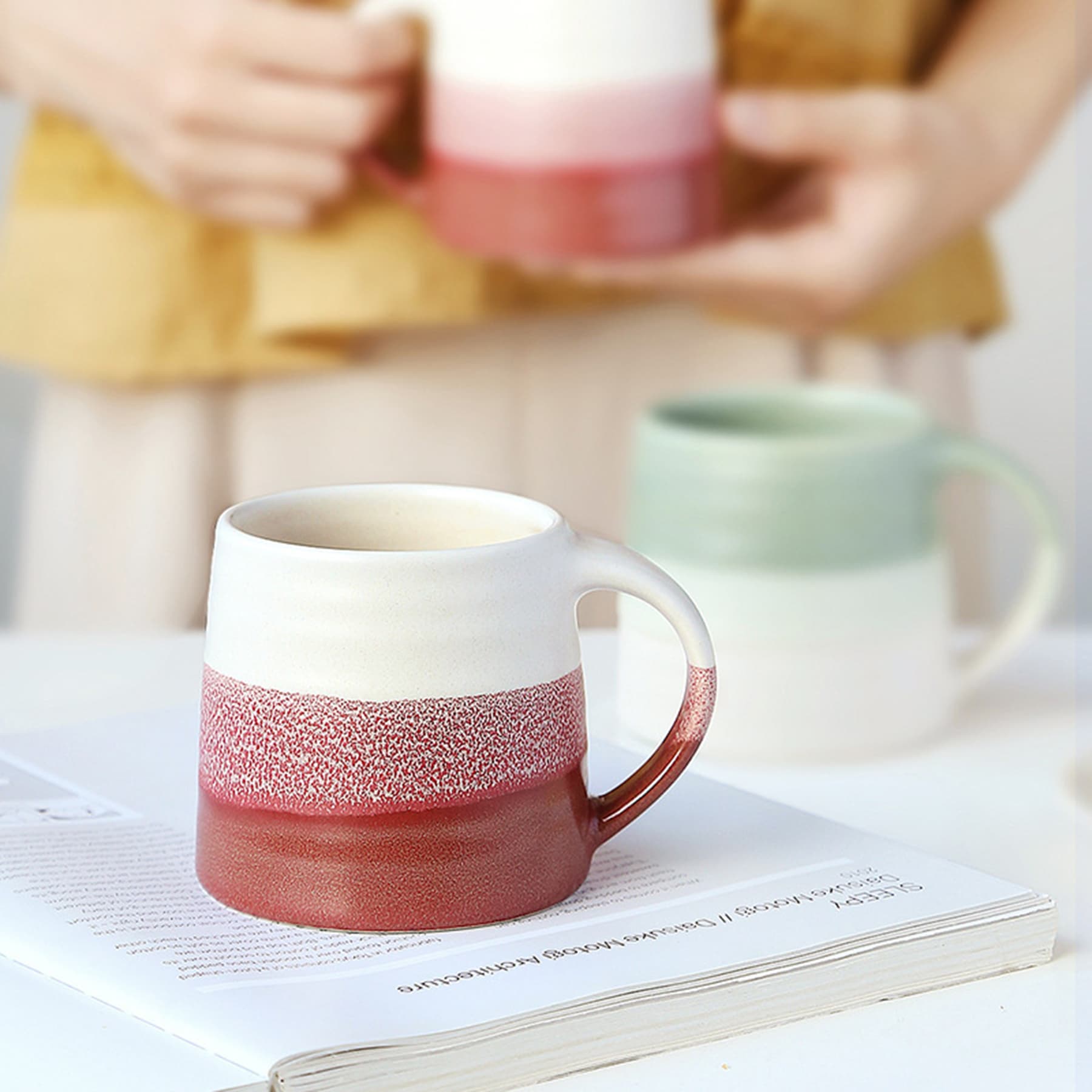 Small coffee cup with colorful mini vintage ceramic design