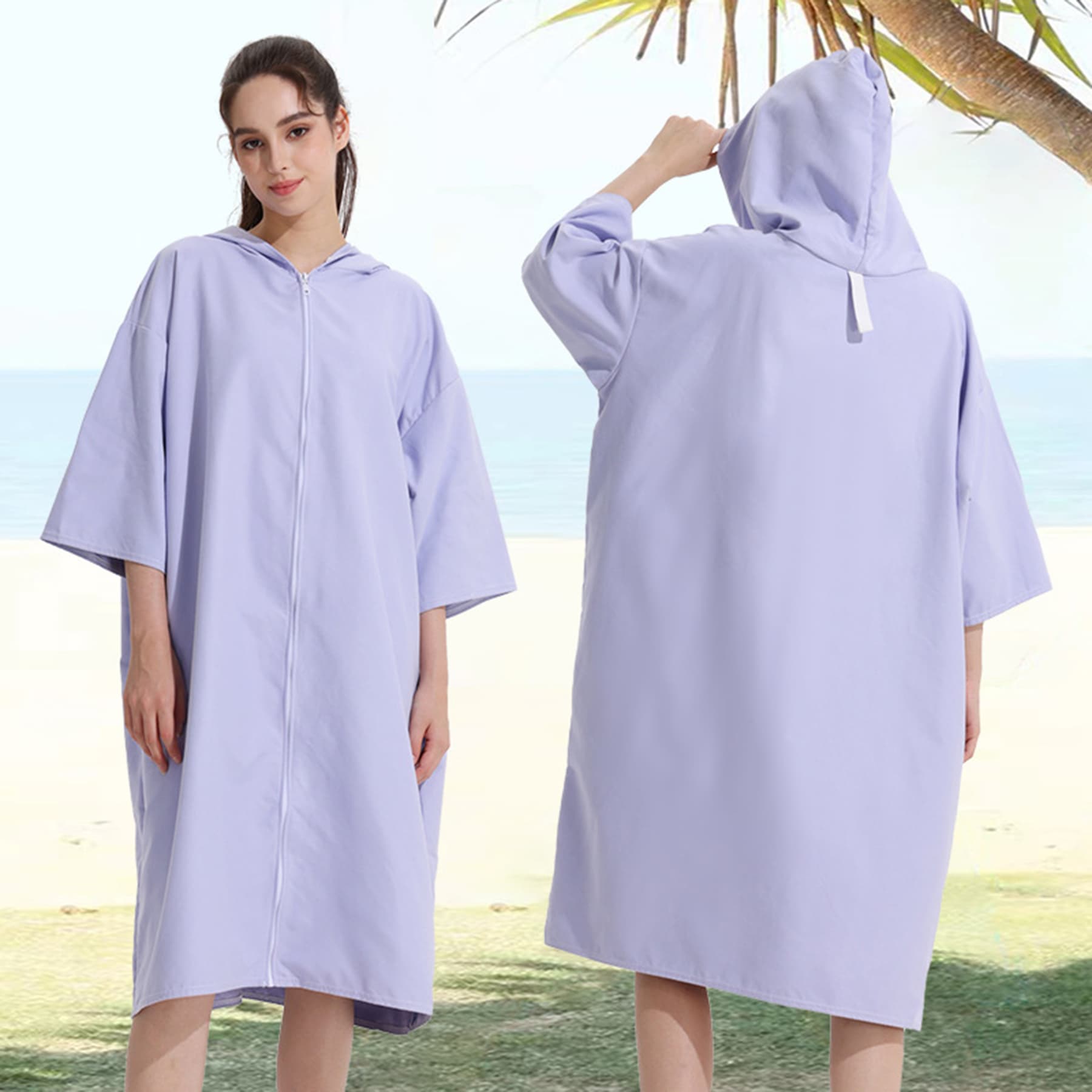 Full Color Quick Dry Robe with Zipper