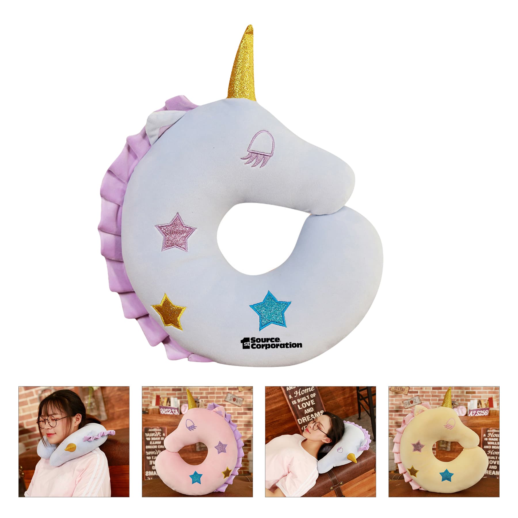 Custom Unicorn U Shape Traveling Neck Pillow with Logo