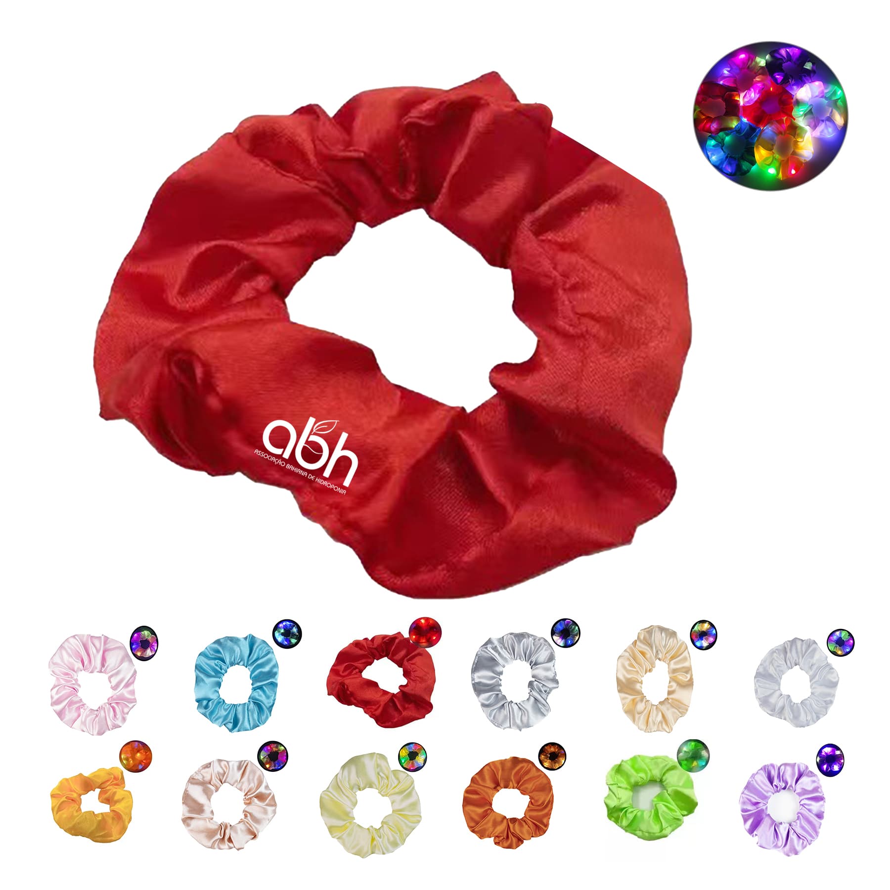 Led Light Hair Scrunchies Satin Elastic Bands Ties Ropes
