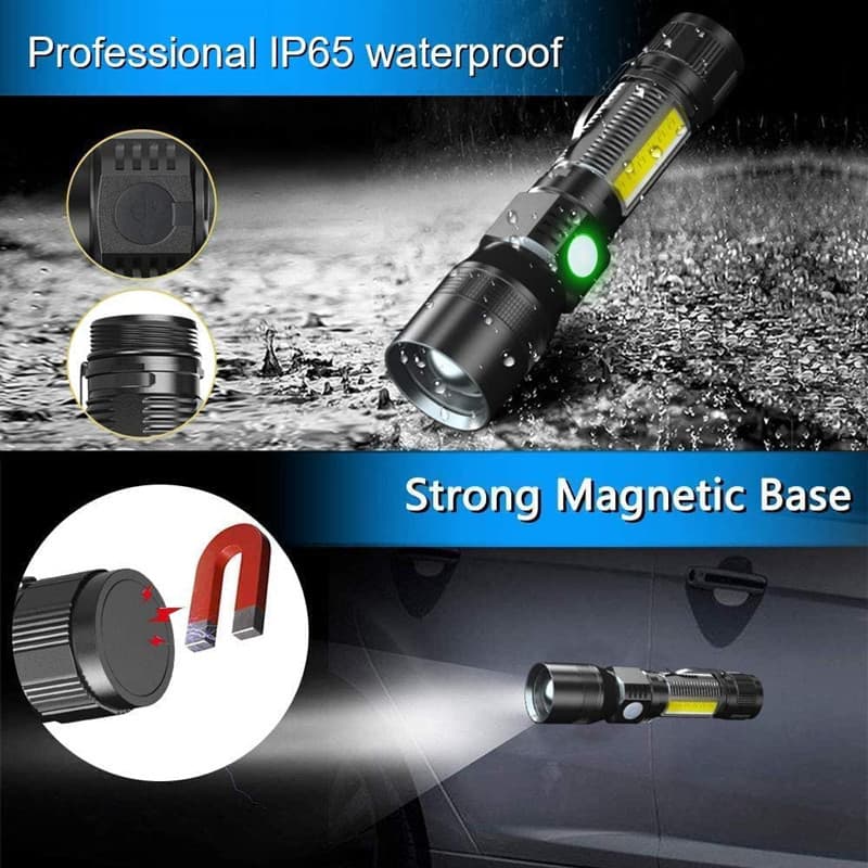 Super Bright Magnetic Flashlight With Cob Work Light