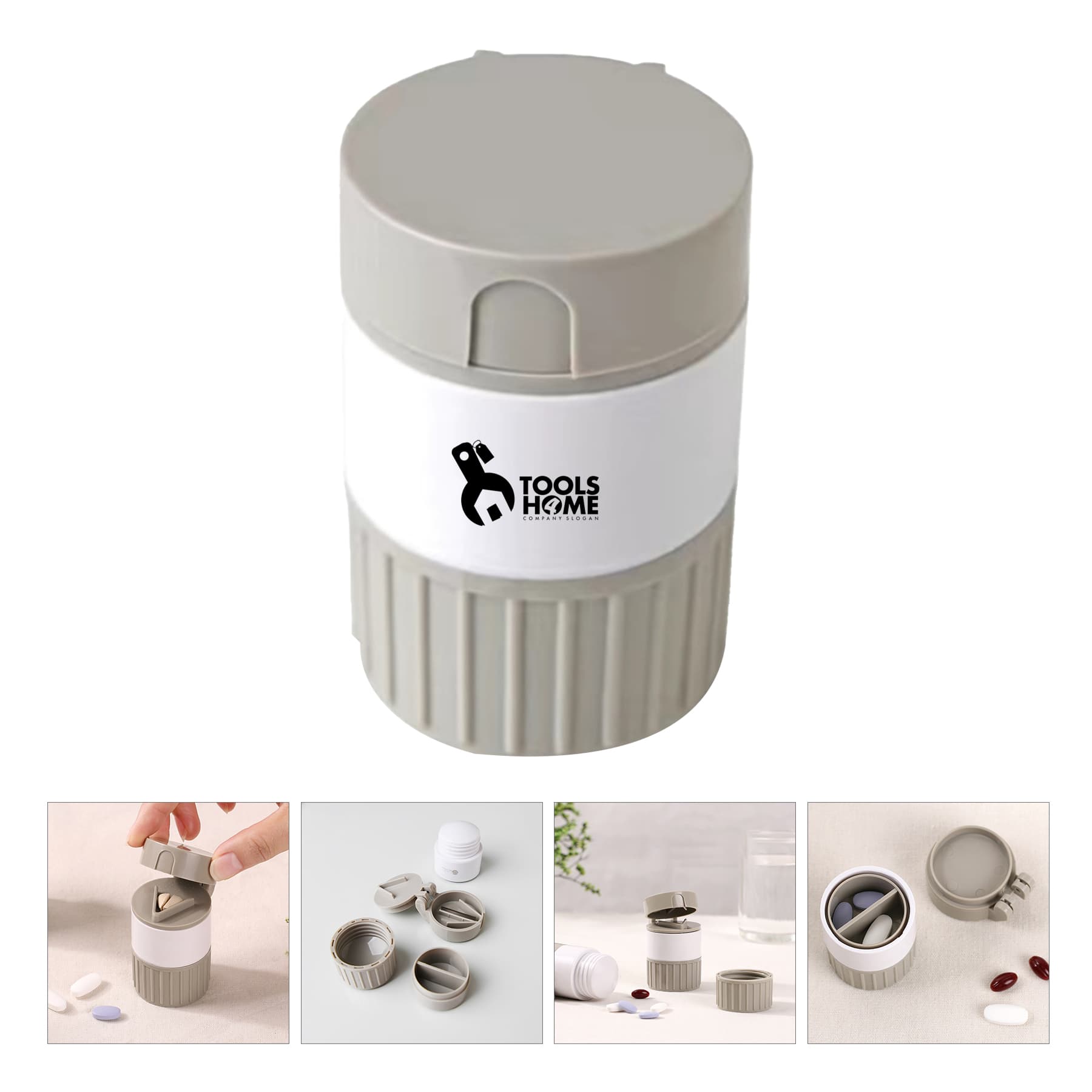 Pill Cutter Crusher Box Organizer