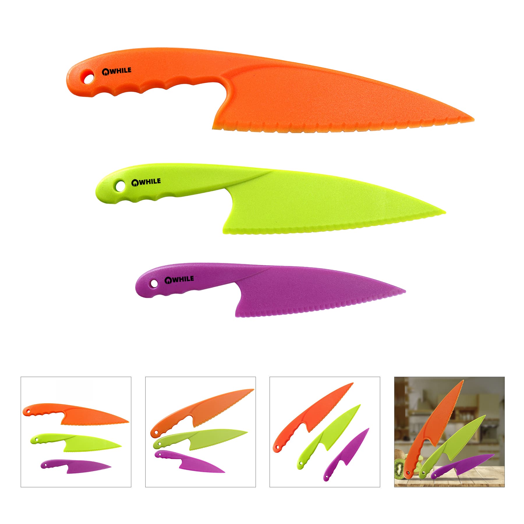 Safety Plastic Cake & Fruit Knife - 3 sets