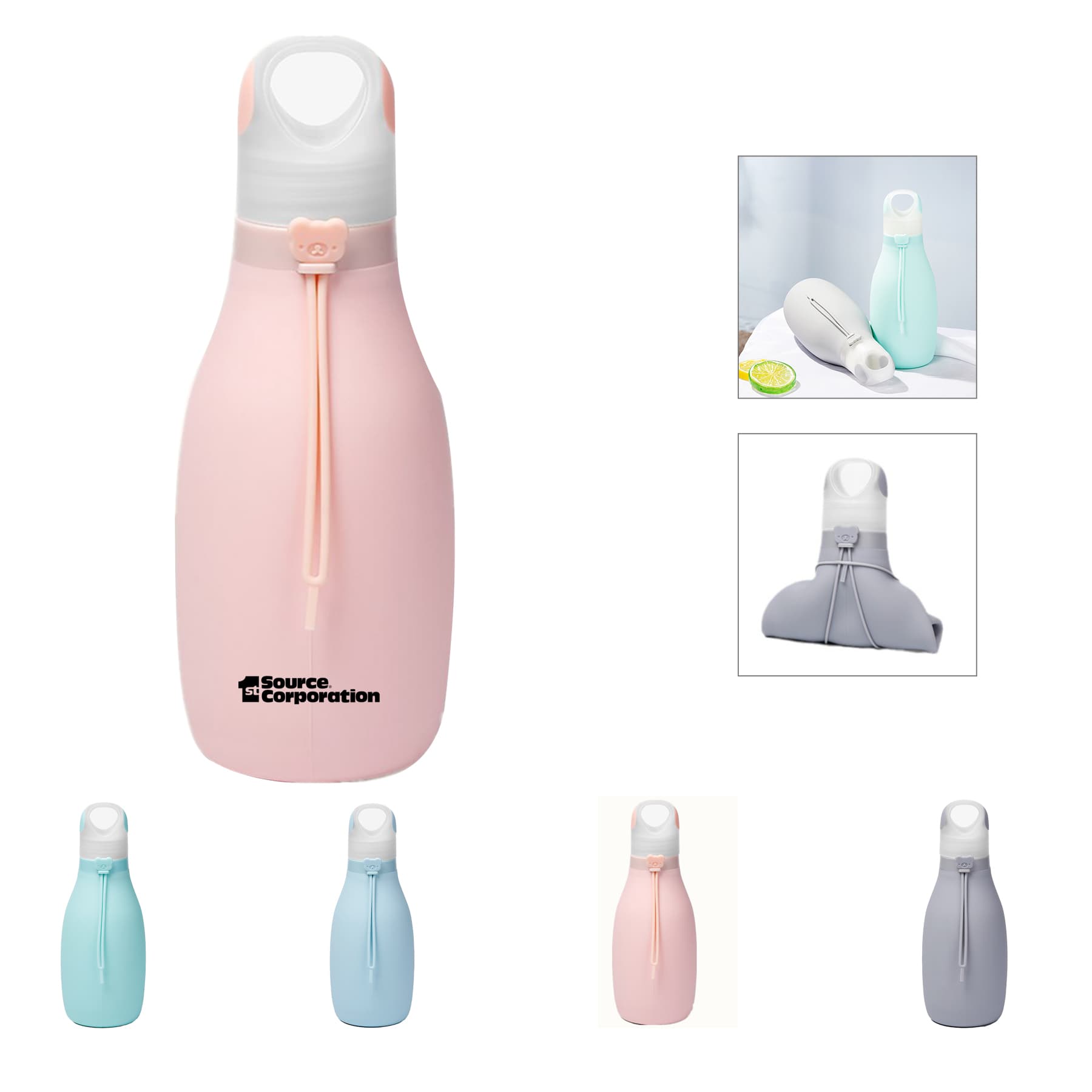 Foldable Silicone Water Bottle With Lid