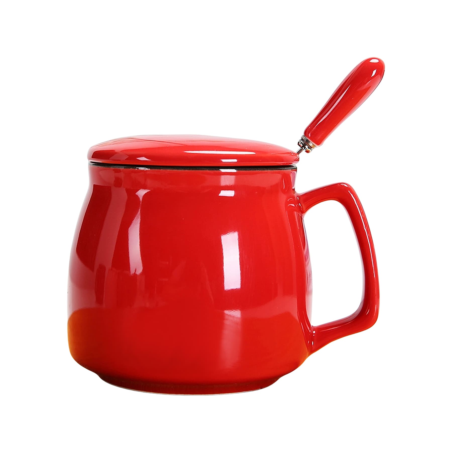 Cute Pottery Coffee Mug Lid Spoon