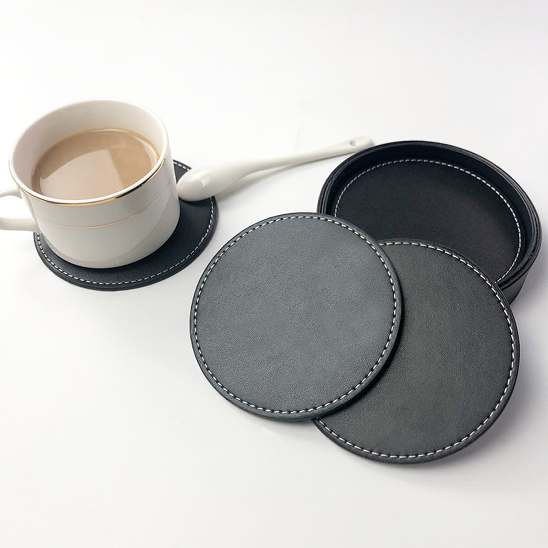 Round PU Leather Coaster