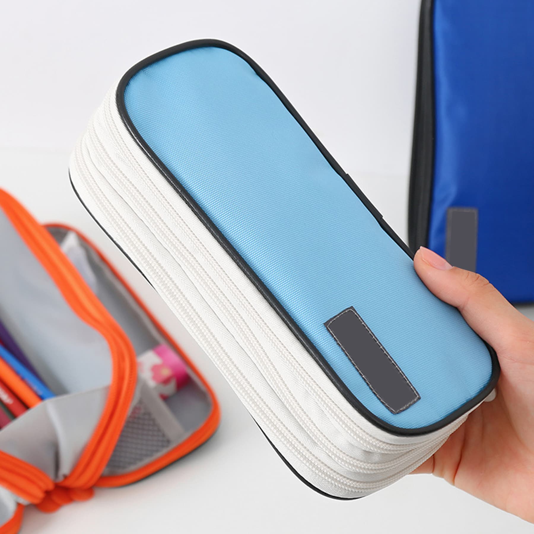 3 Compartments Zipper Pencil Case For Boys And Girls