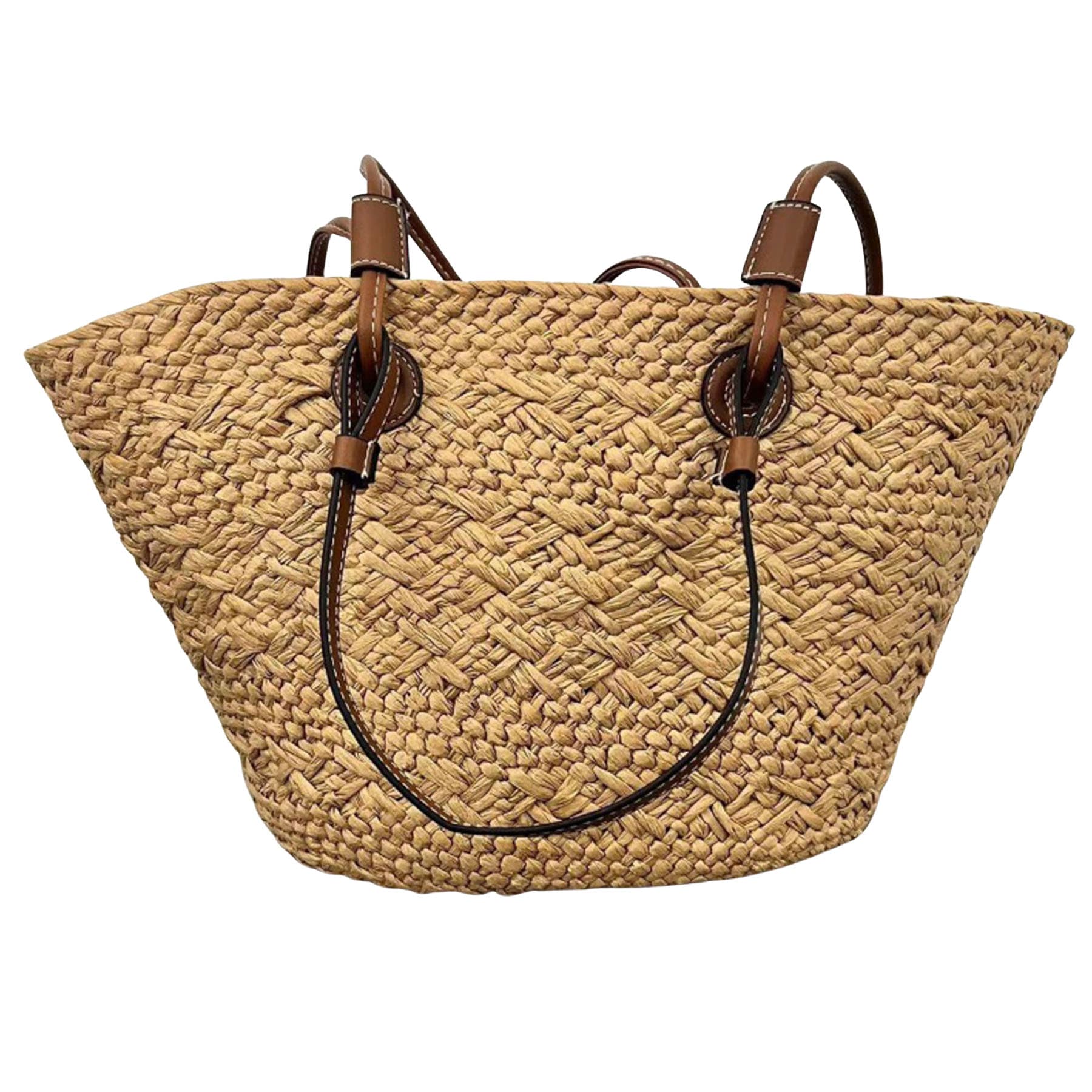 Fashion Gradient Shoulder Handwoven Tote Large Capacity Simple Beach Straw Bag