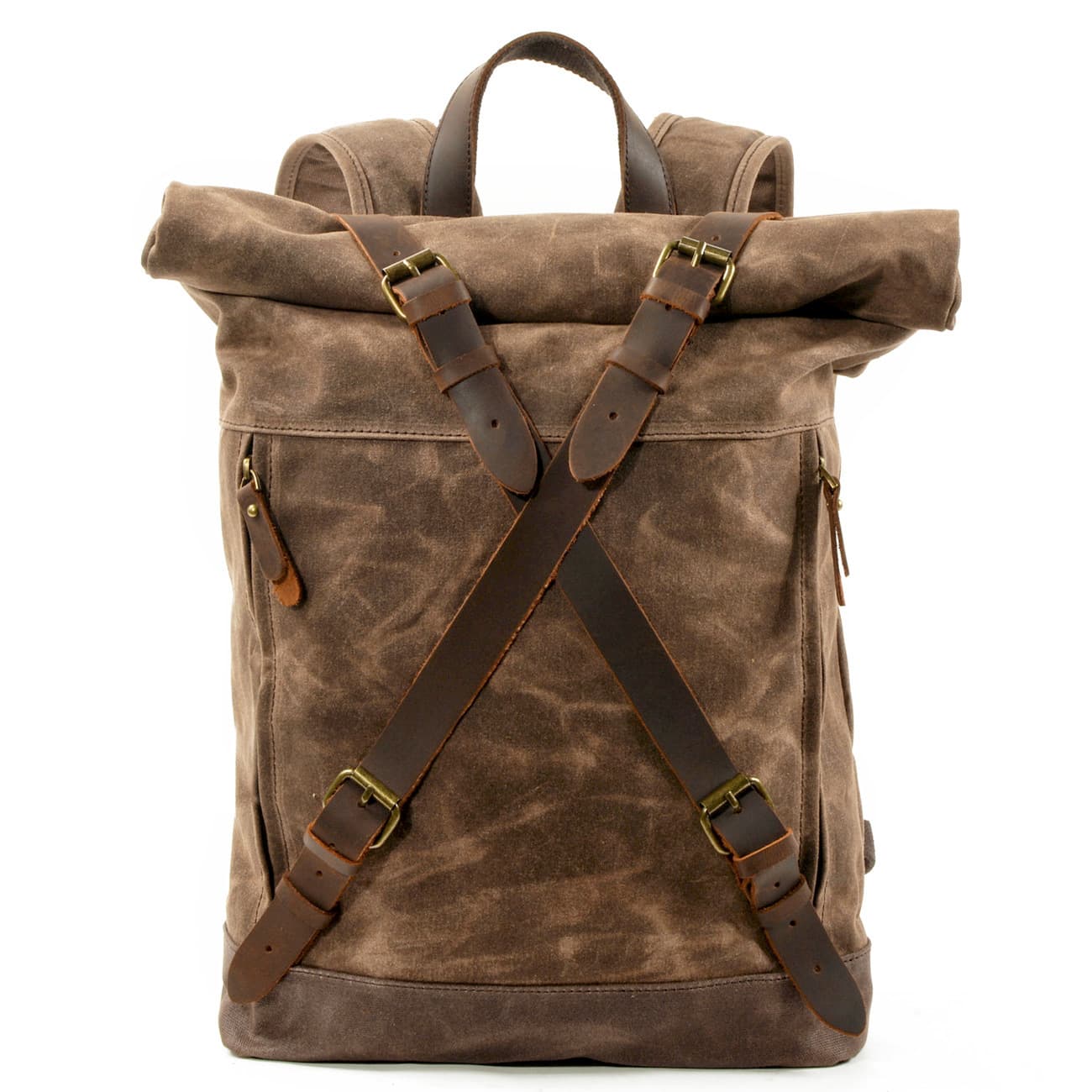 Vintage Waxed Canvas Cowhide Backpack