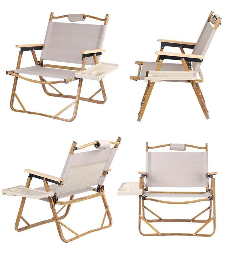 Beach Folding Chair With Wooden Handle And Shoulder Strap