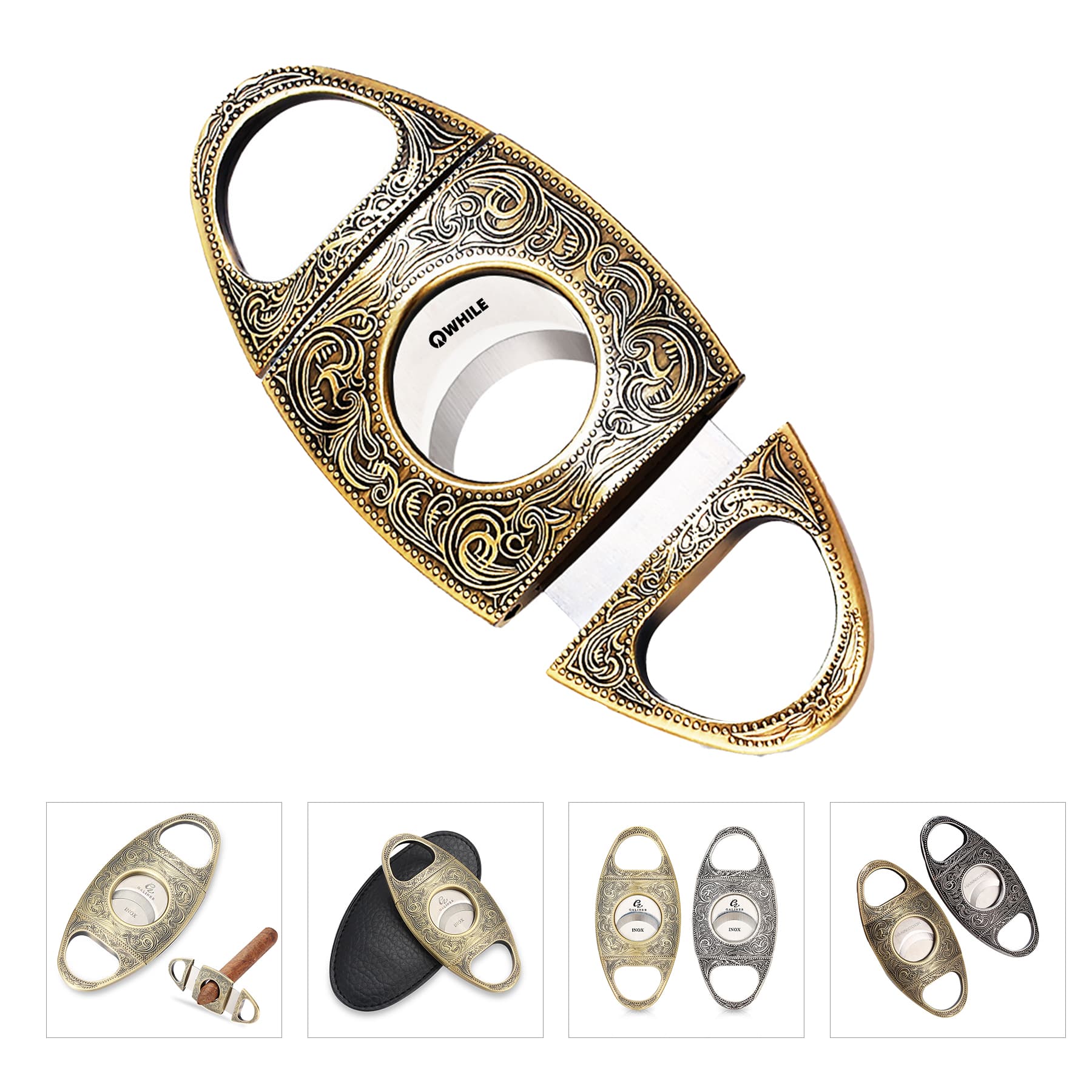 Electro-plated Stainless Steel Double Edged Cigar Cutter