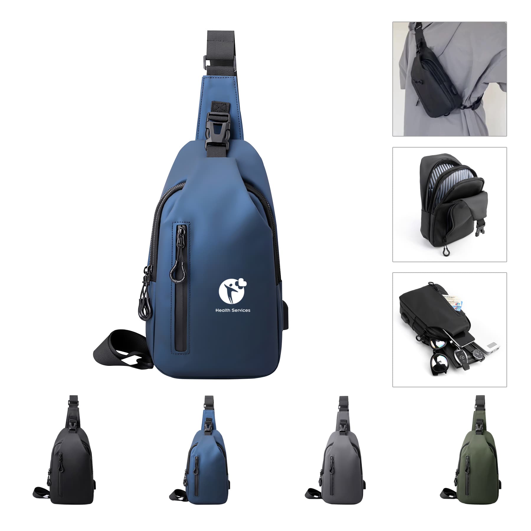 Shoulder Crossbody Backpack with USB Charging