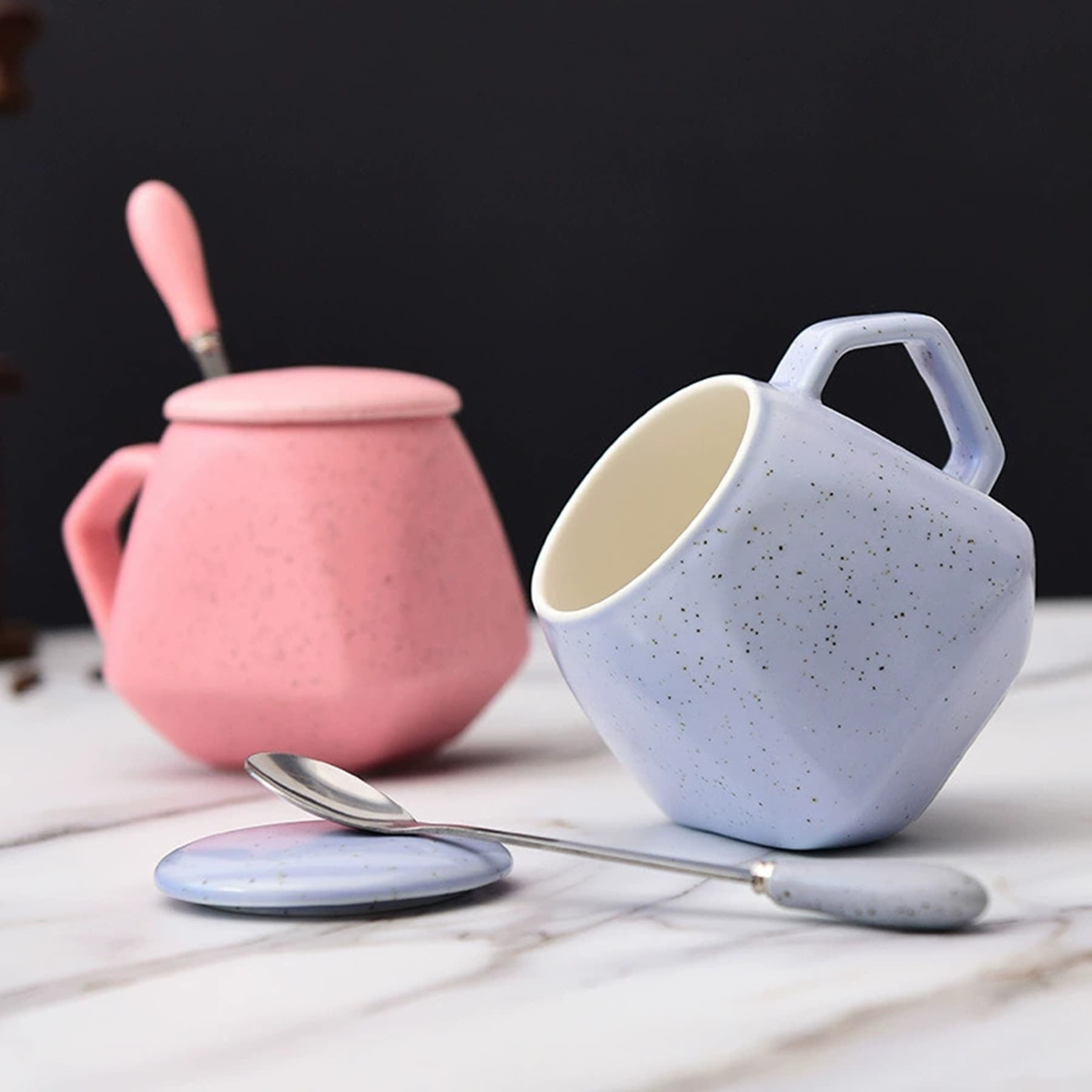 Ceramic Mug with Lid and Spoon