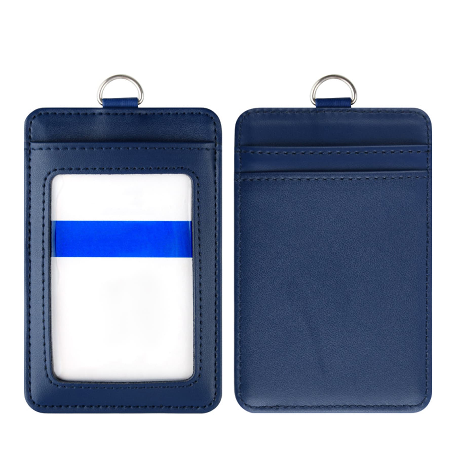 Top Grain Leather ID Badge Holder with Lanyard