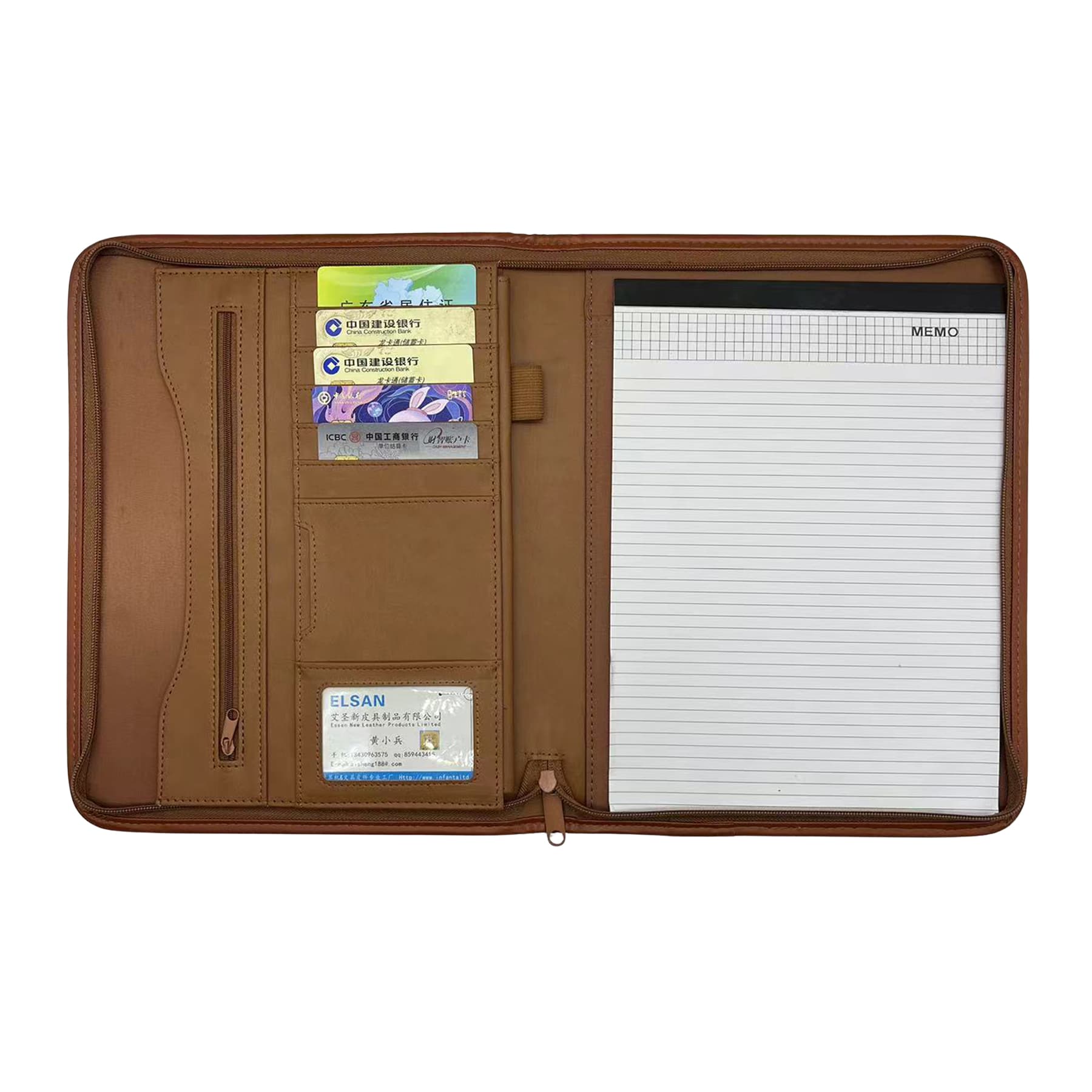 Leahter A4 Zippered Portfolio
