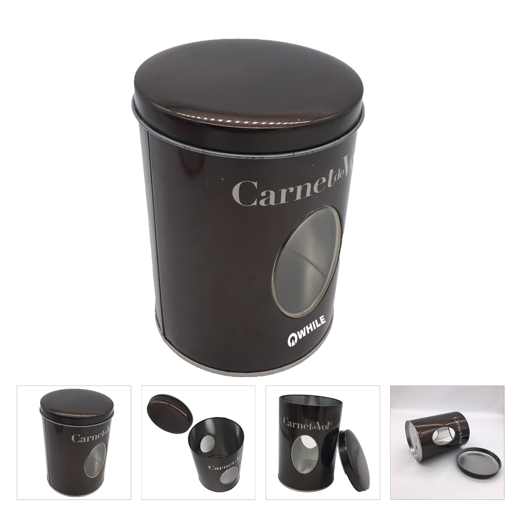 round candy biscuit cookies packaging tin can with window