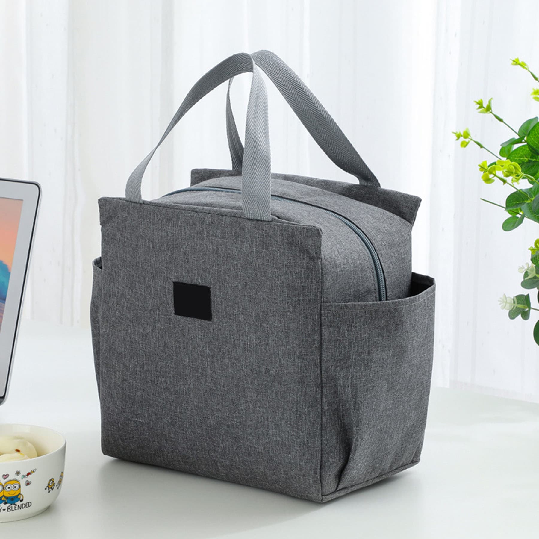 Oxford cloth lunch tote, insulated cooler bag