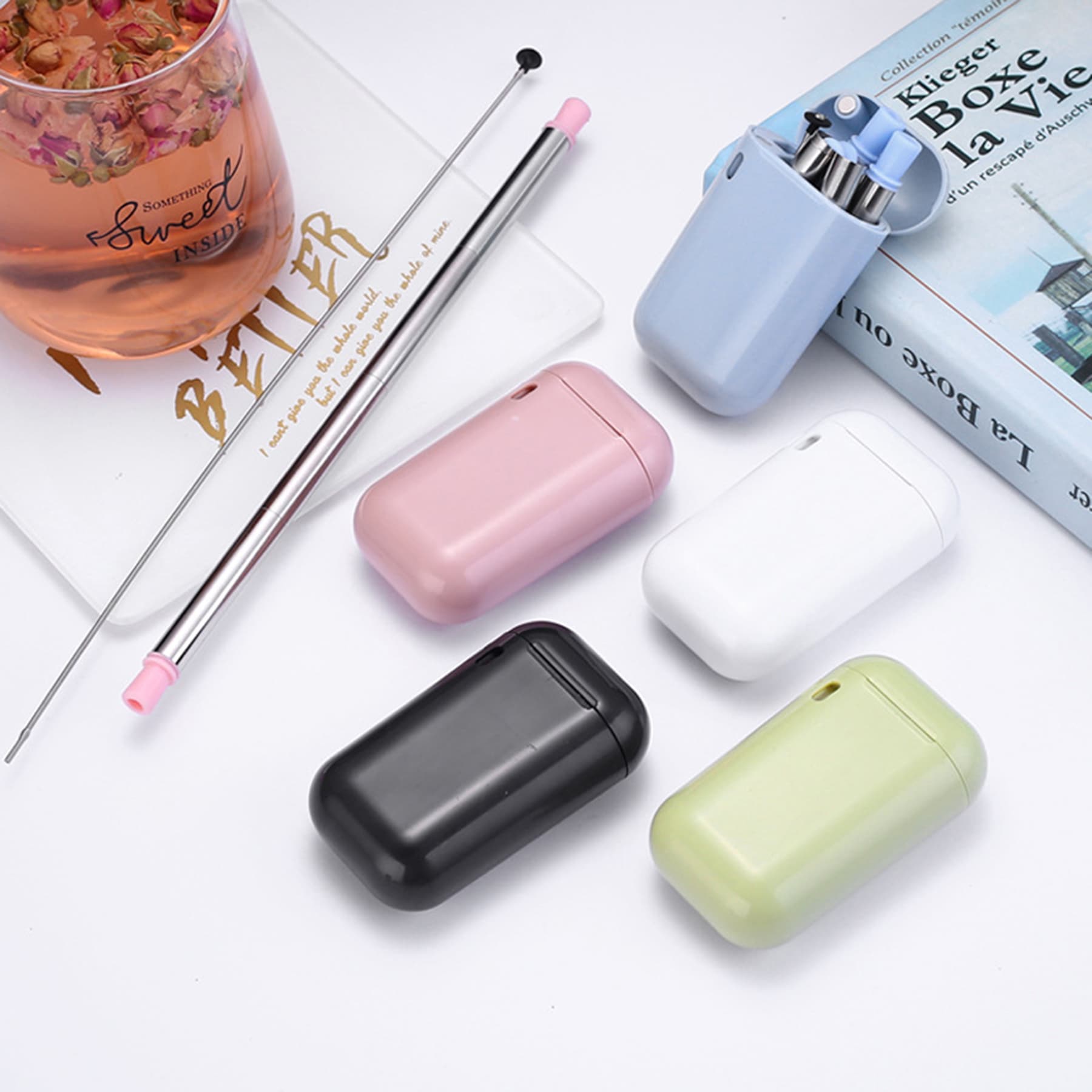 Foldable Stainless Steel Straw Set