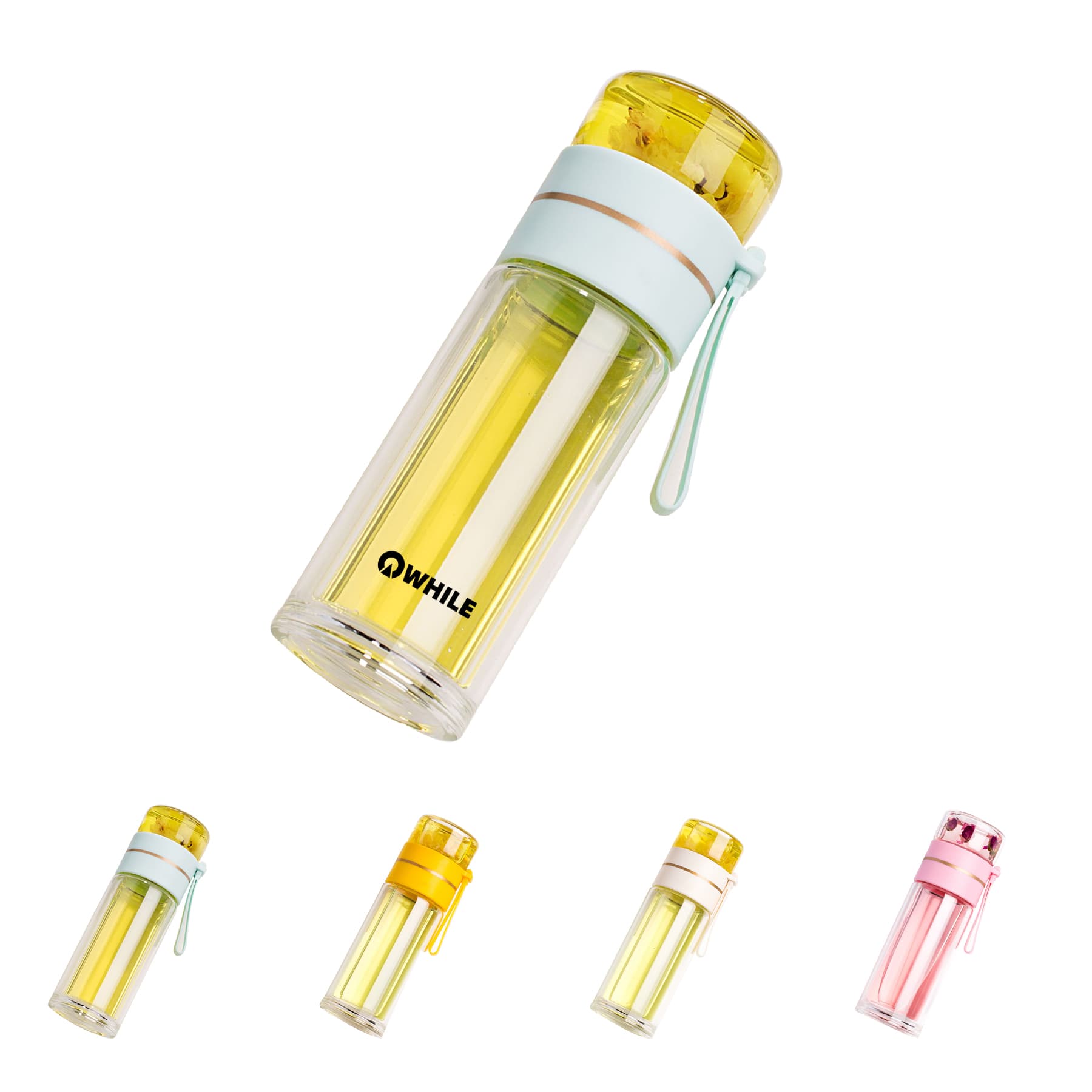 Double Wall Glass Tea and Water Separation Bottle Mug