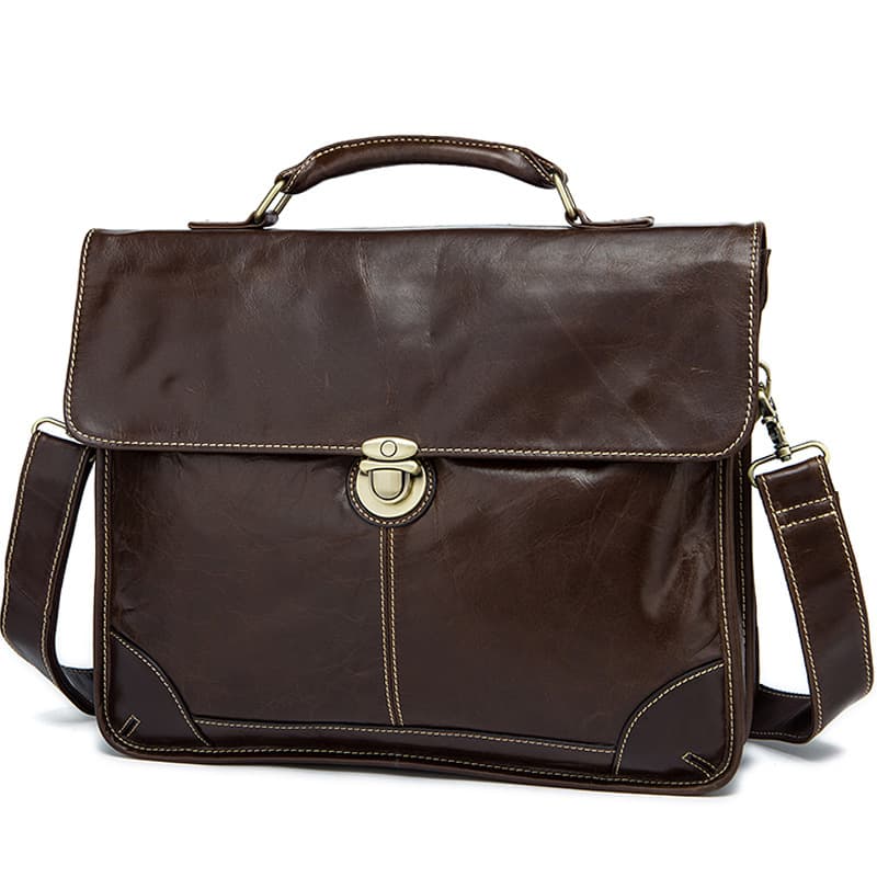 Genuine Leather Briefcase for Men 14 Inch Laptop Messenger