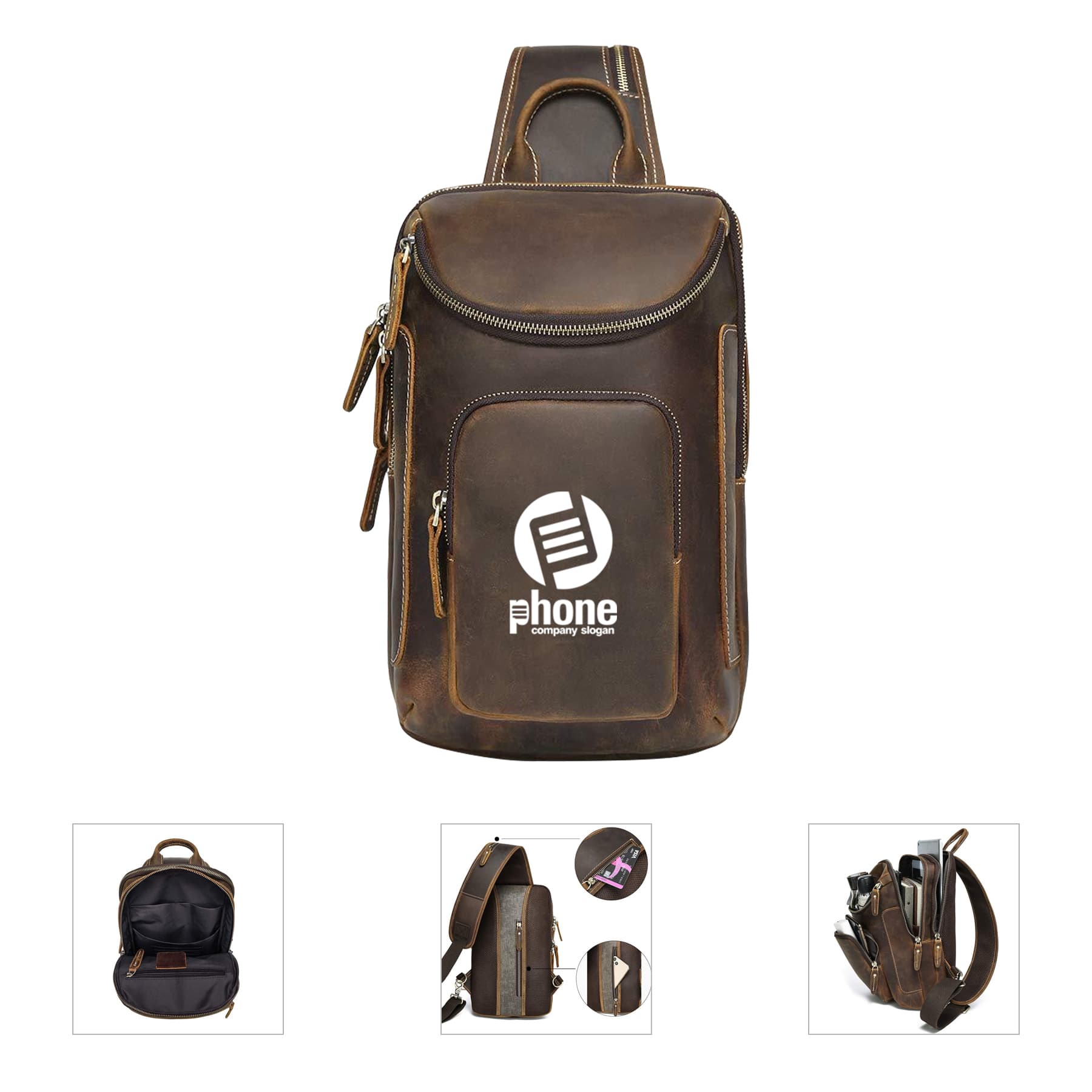 Vintage Full Grain Leather Sling Bag
