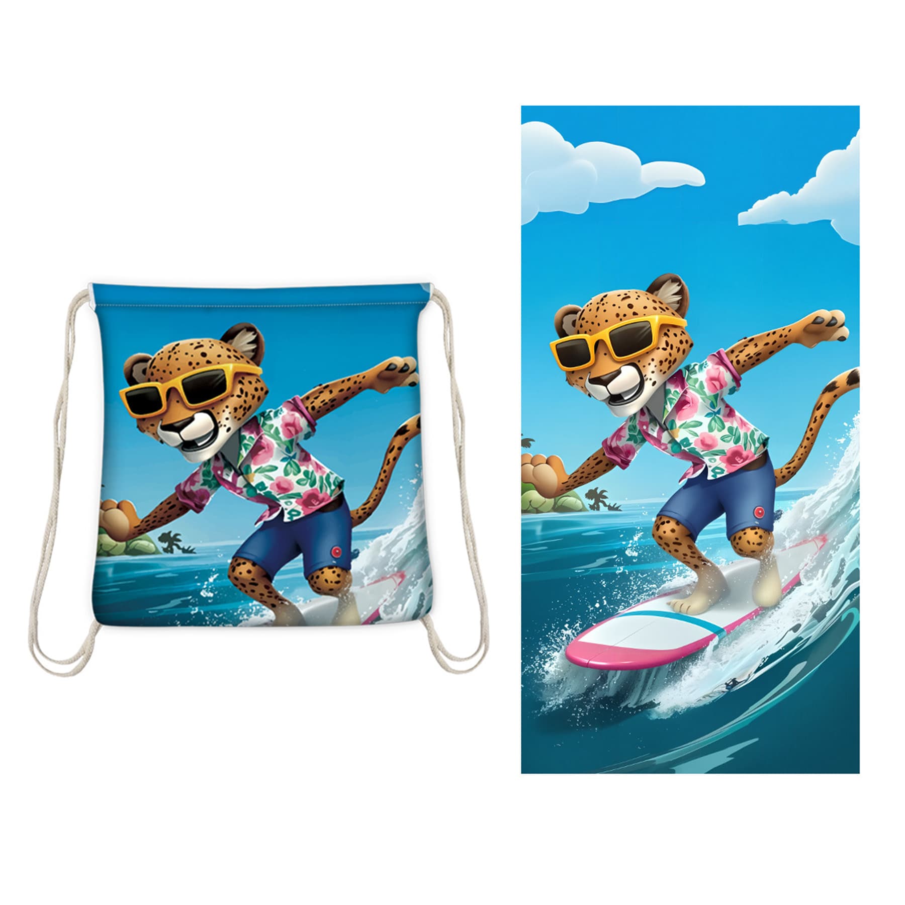 2-in-1 foldable beach towel with storage