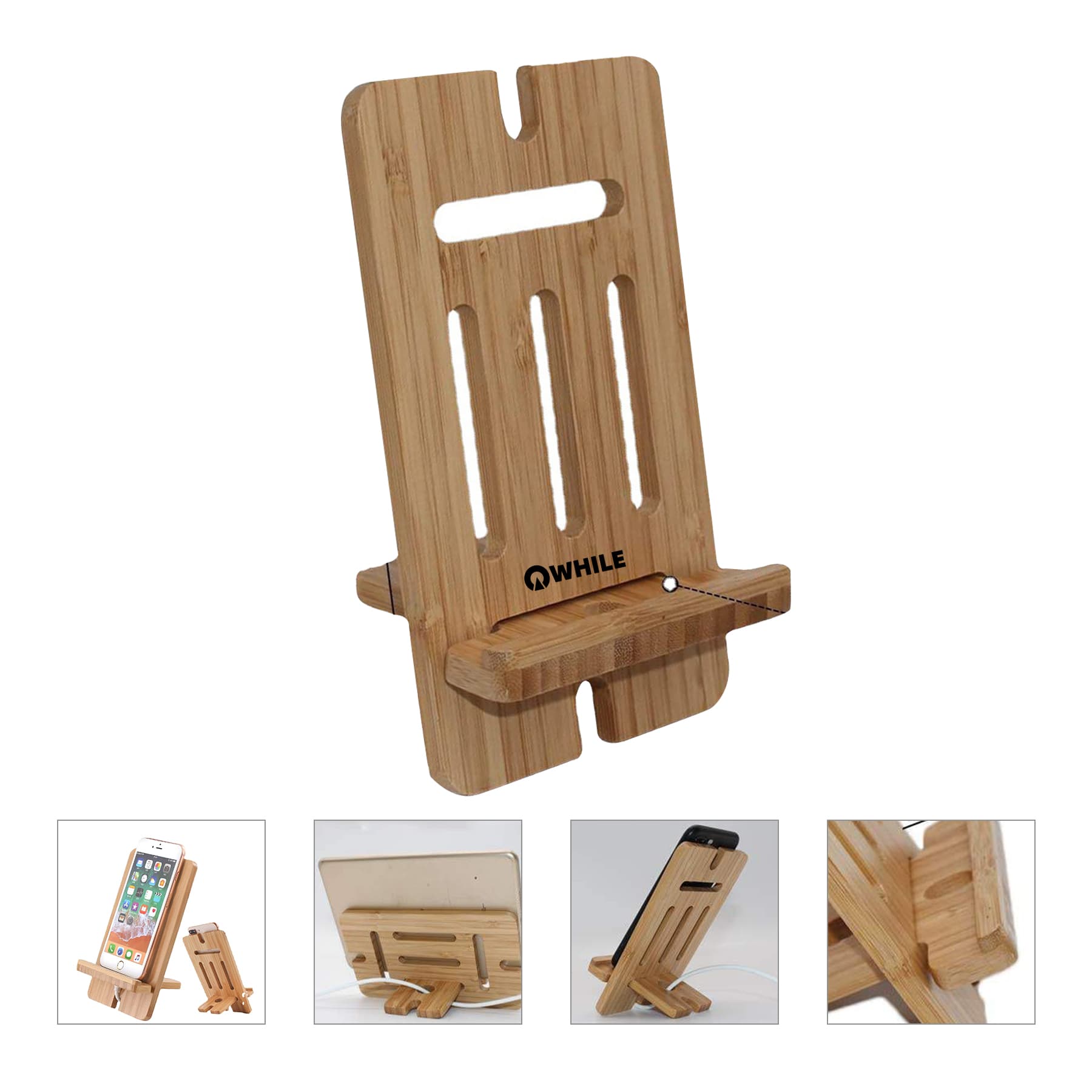 2 in 1 Natural Bamboo Cell Phone Stand