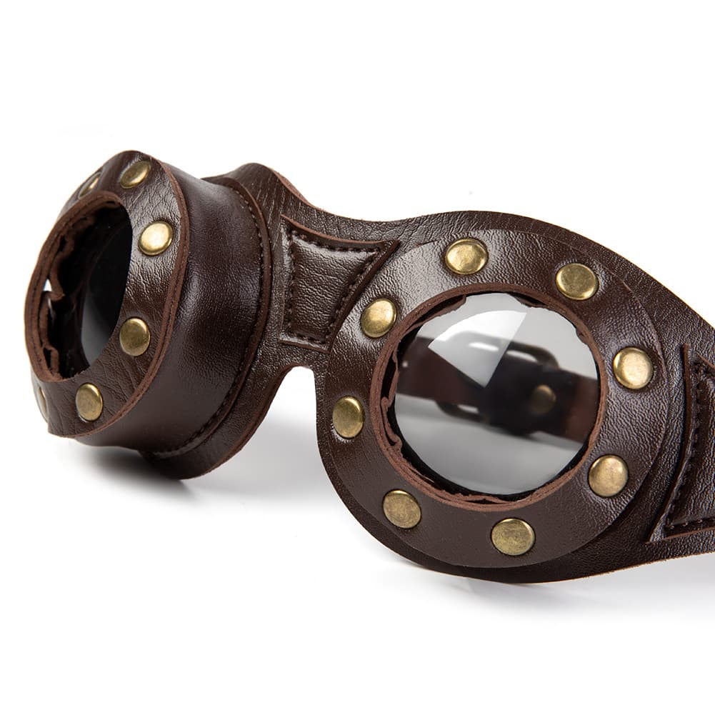 Faux Leather Gothic Motorcycle Eye Protection Glasses