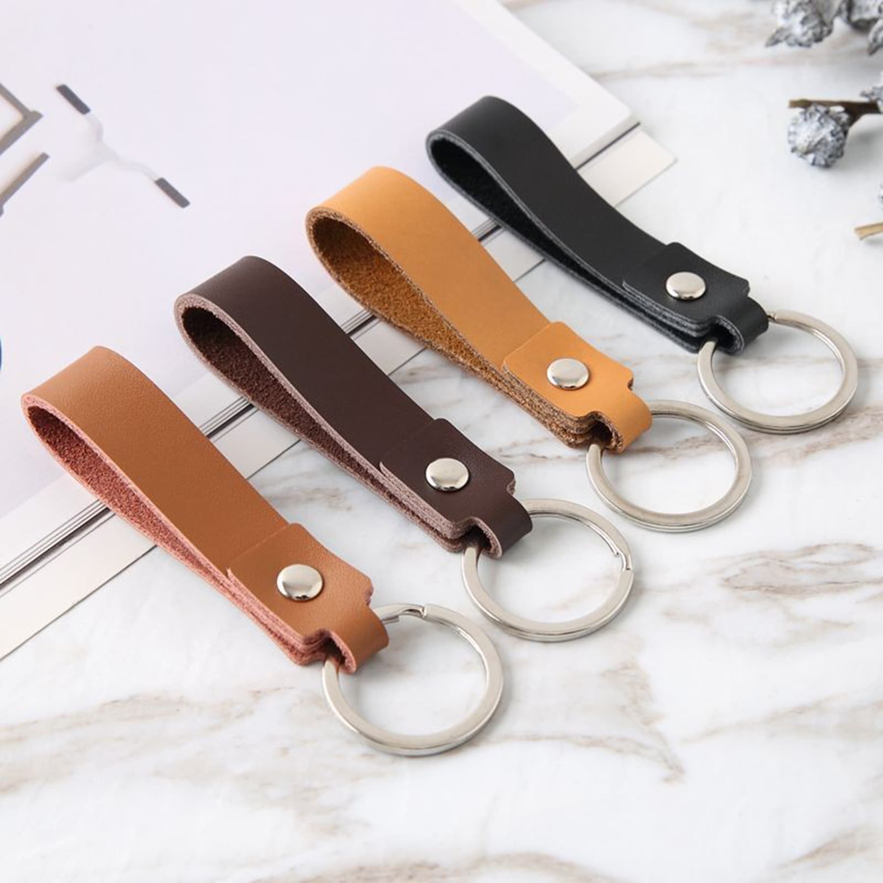 Leather Key Chain Holder Zipper Straps